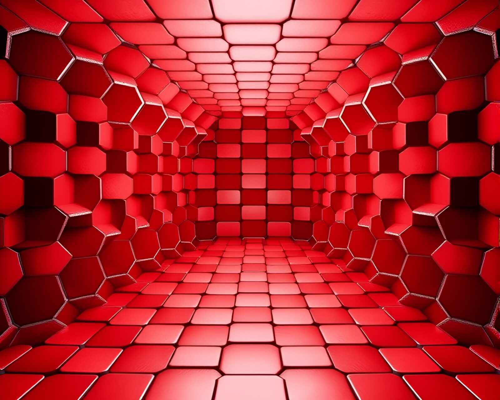 16-bit style image of time warp in red hexagonal space