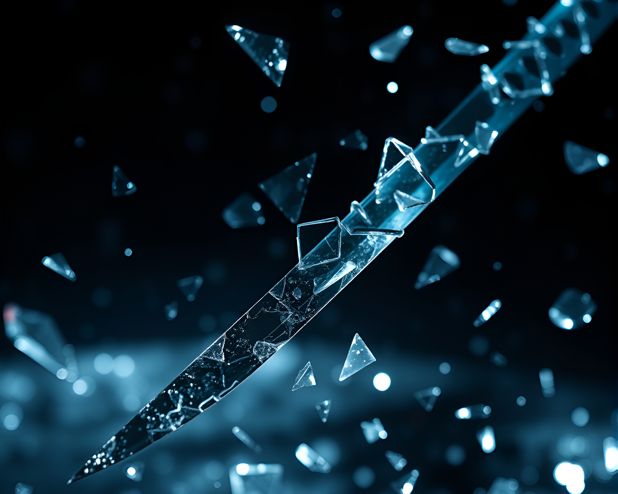 Samurai Sword Amidst Holographic Glass Shards – free AI stock image