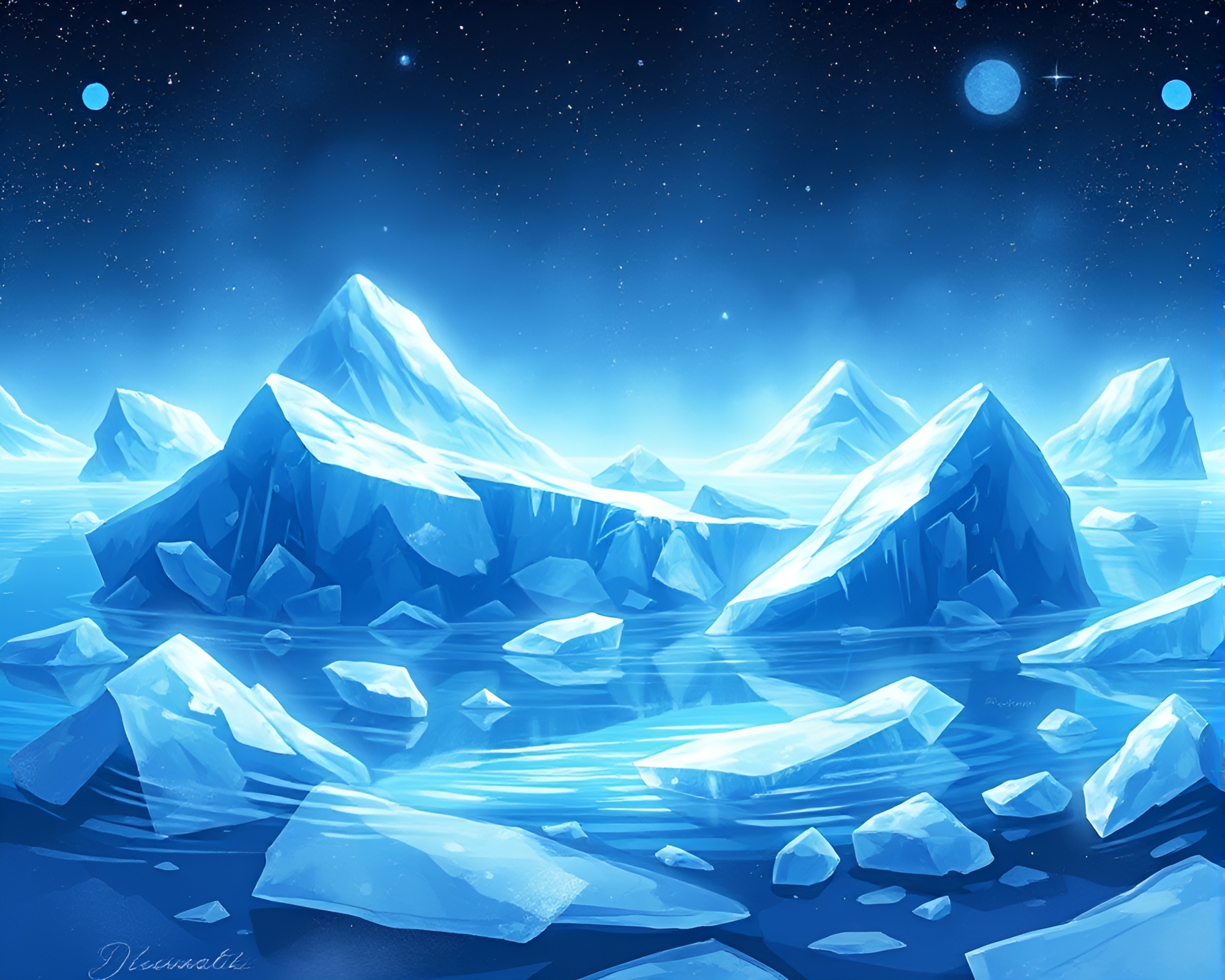 Fantasy Glacier with Ice Crystals in Ice-Blue Tint – free AI stock image