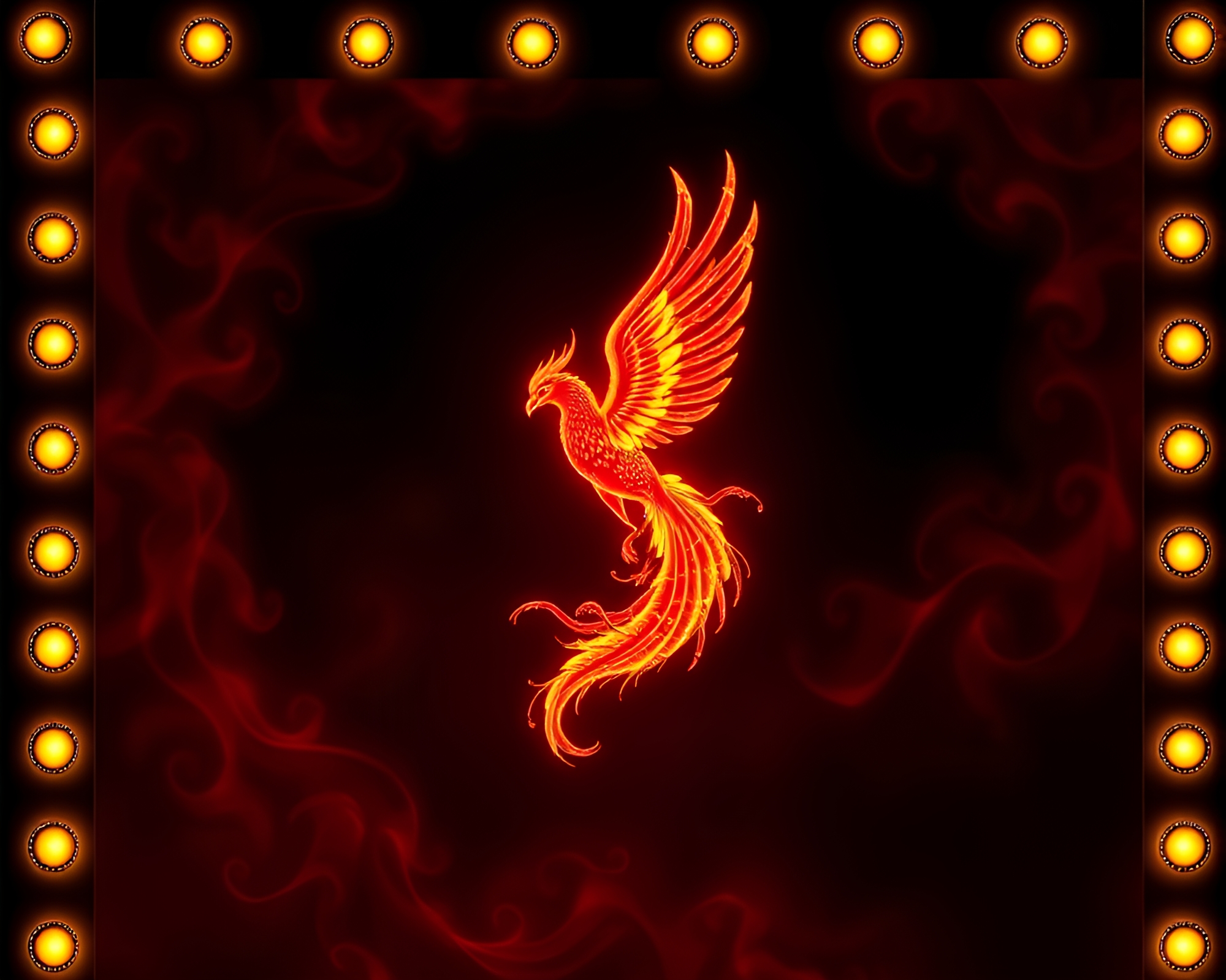 Majestic Phoenix Embraced by Fibonacci Spiral Film Border – free AI stock image