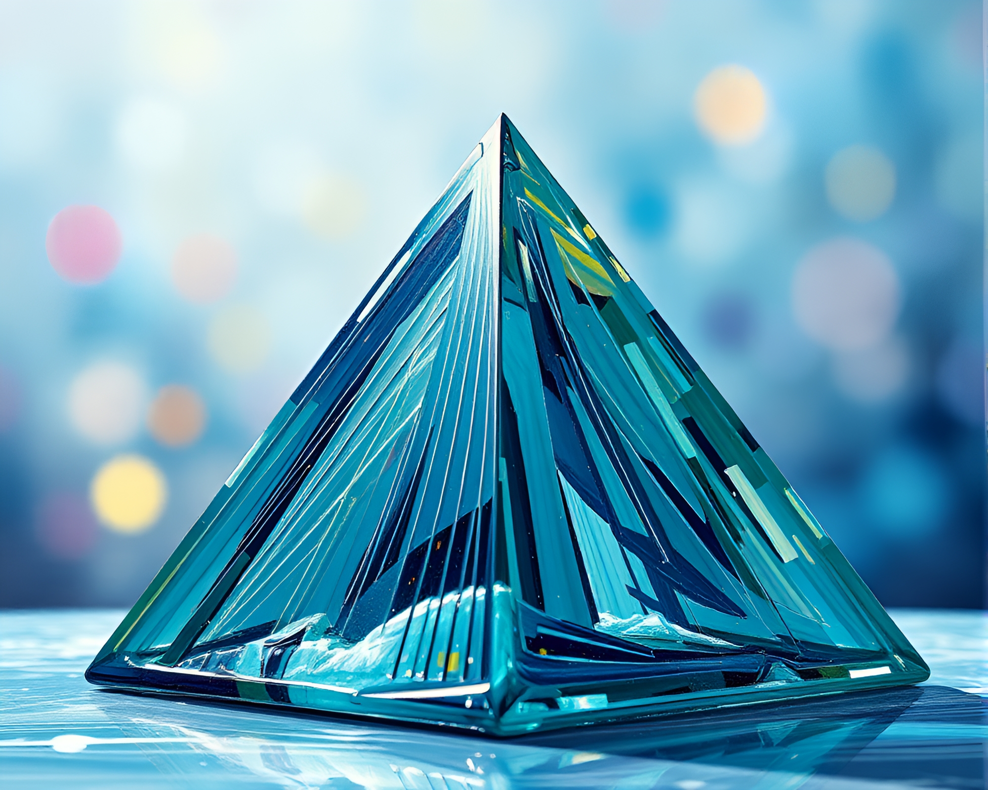 Glass Pyramid Oasis in Motion Blur Splendor – free AI stock image
