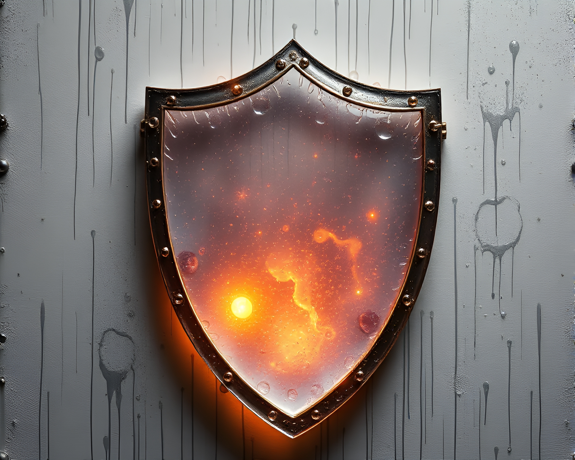 Shield of Dripped Paint: Enigmatic Dust Motes Glow – free AI stock image