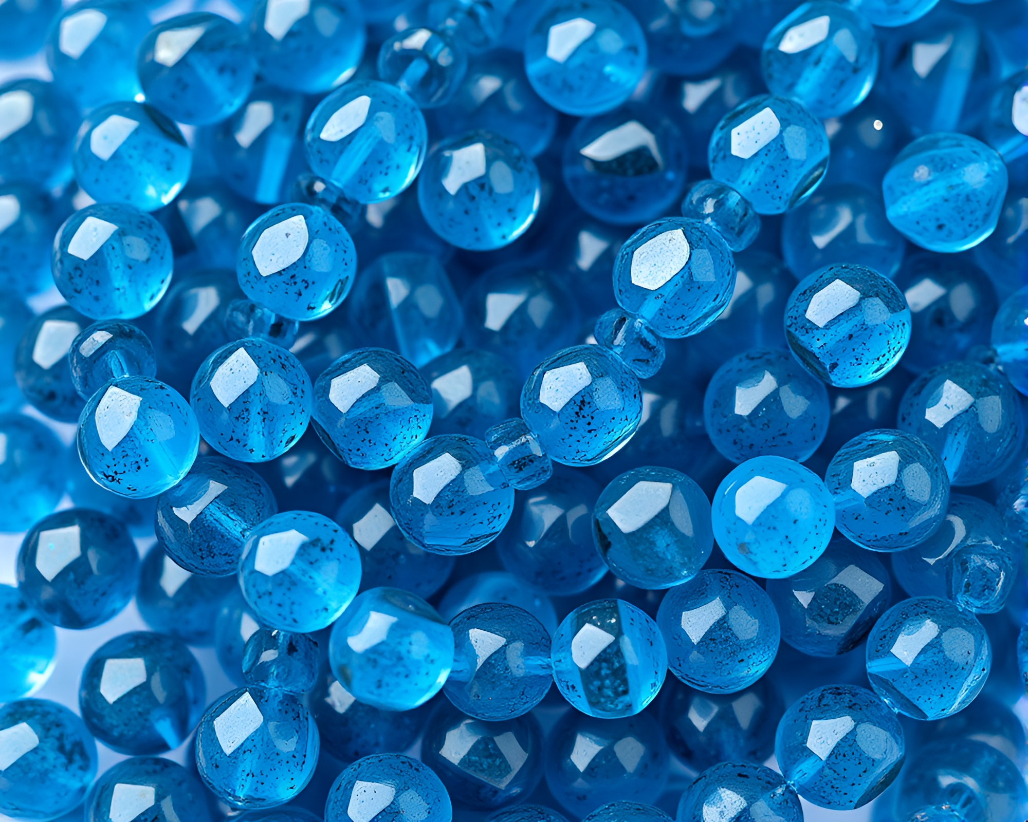 Satellite Reflections in Wet Glass Beads – free AI stock image