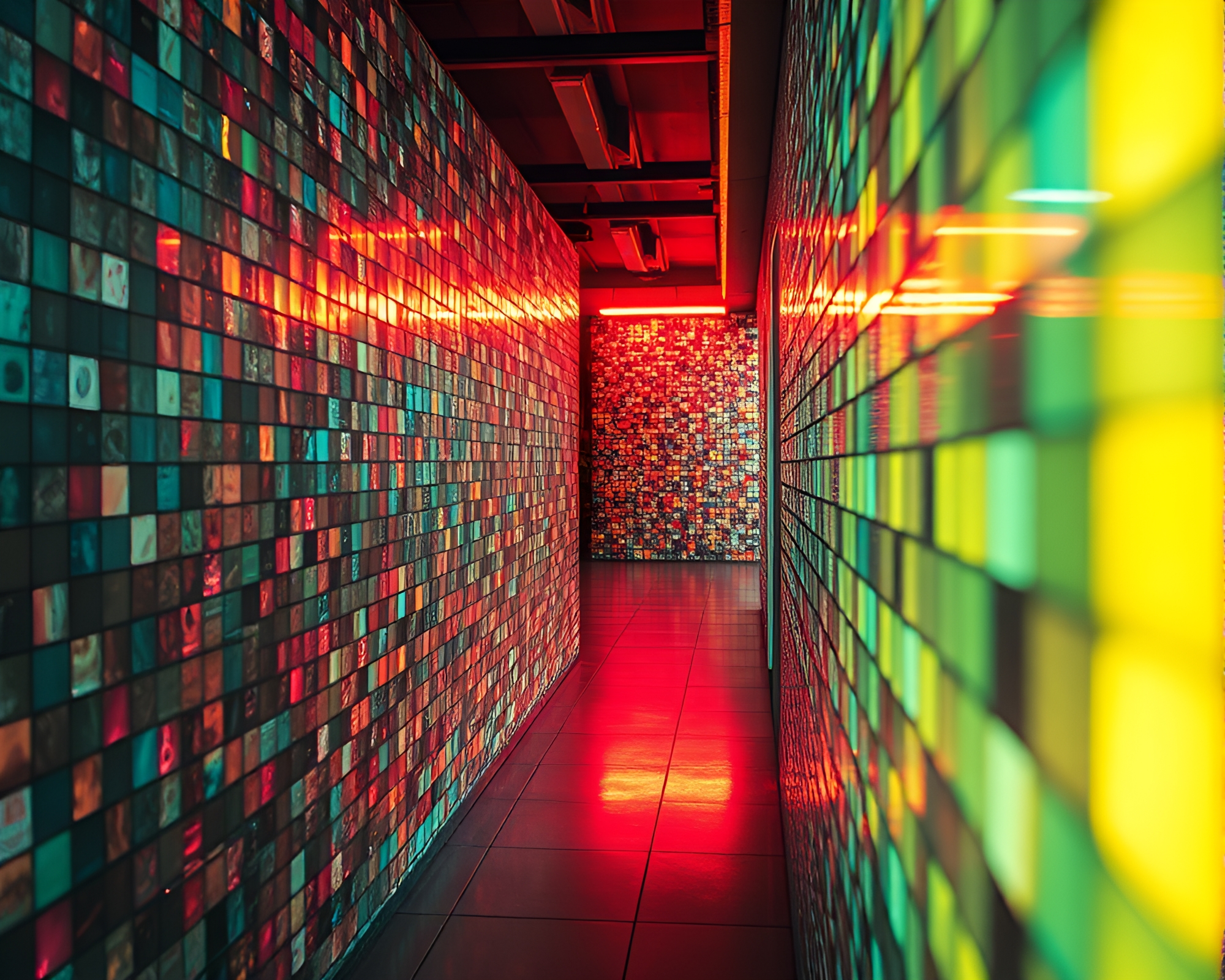 Fluorescent Cyborg Mosaic Tiling – free AI stock image