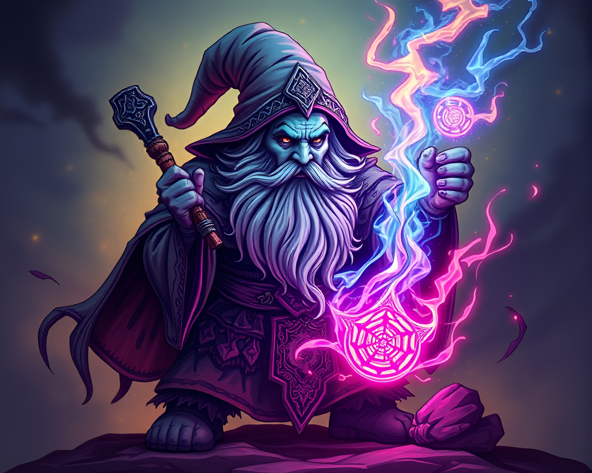 Intricate Dwarf Sorcery Aura Glow Composition – free AI stock image