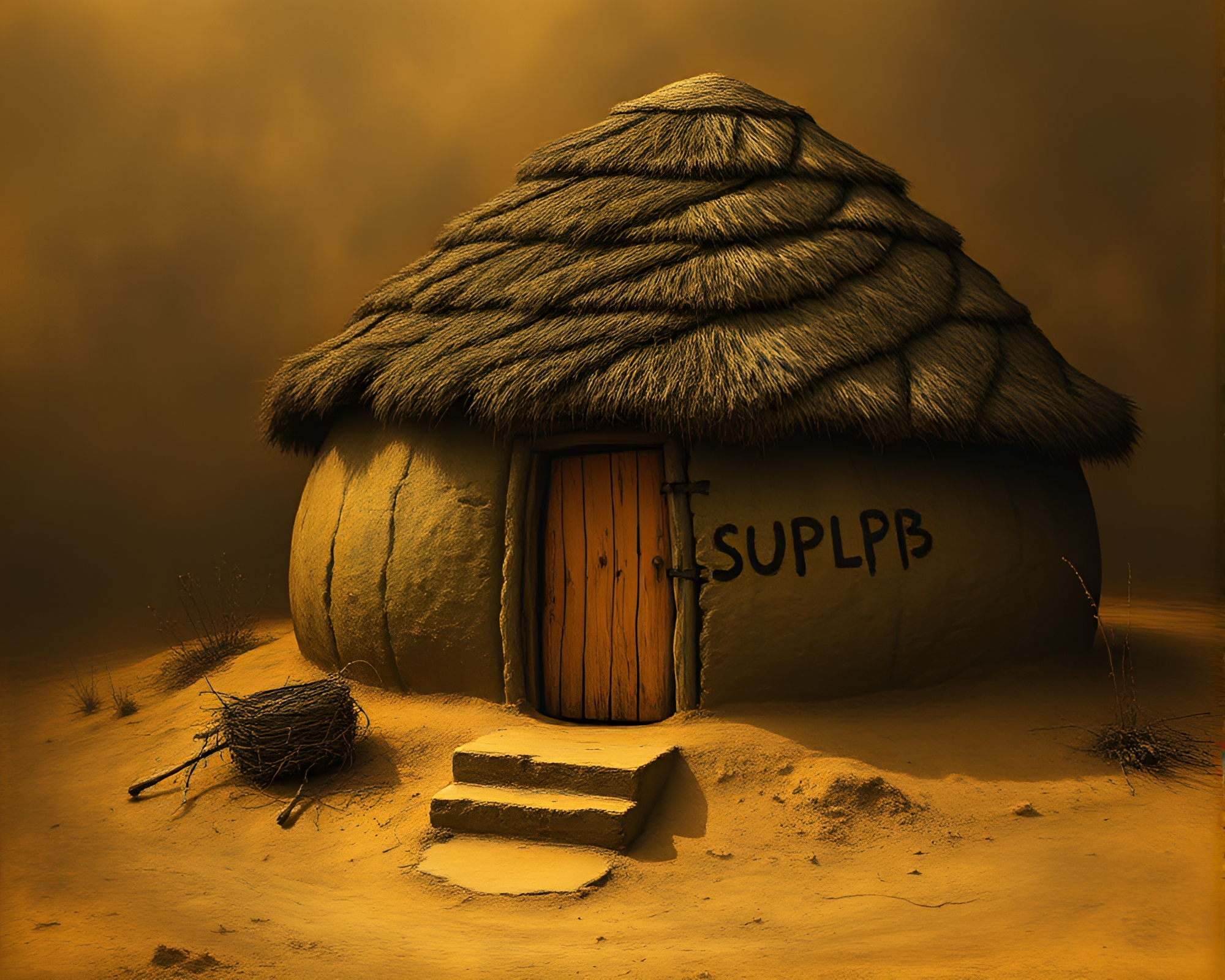 Exotic Mud Hut in Golden Spiral Composition – free AI stock image