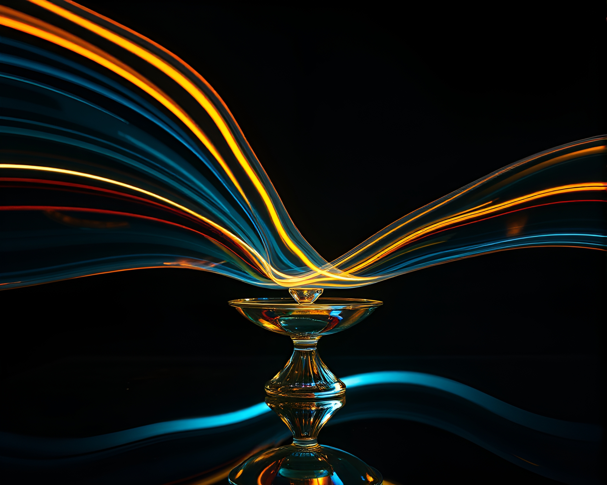 Glowing Murano Glass in Neon Light Streaks – free AI stock image