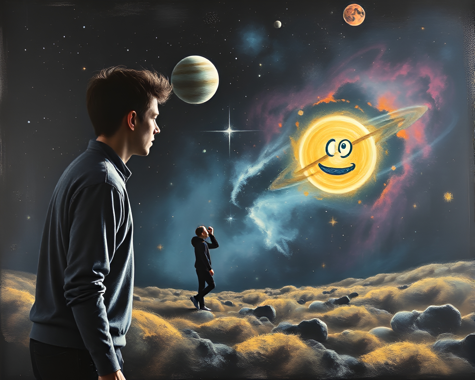 Ethereal Chalk Drawing Captures Time Dilation Portal – free AI stock image