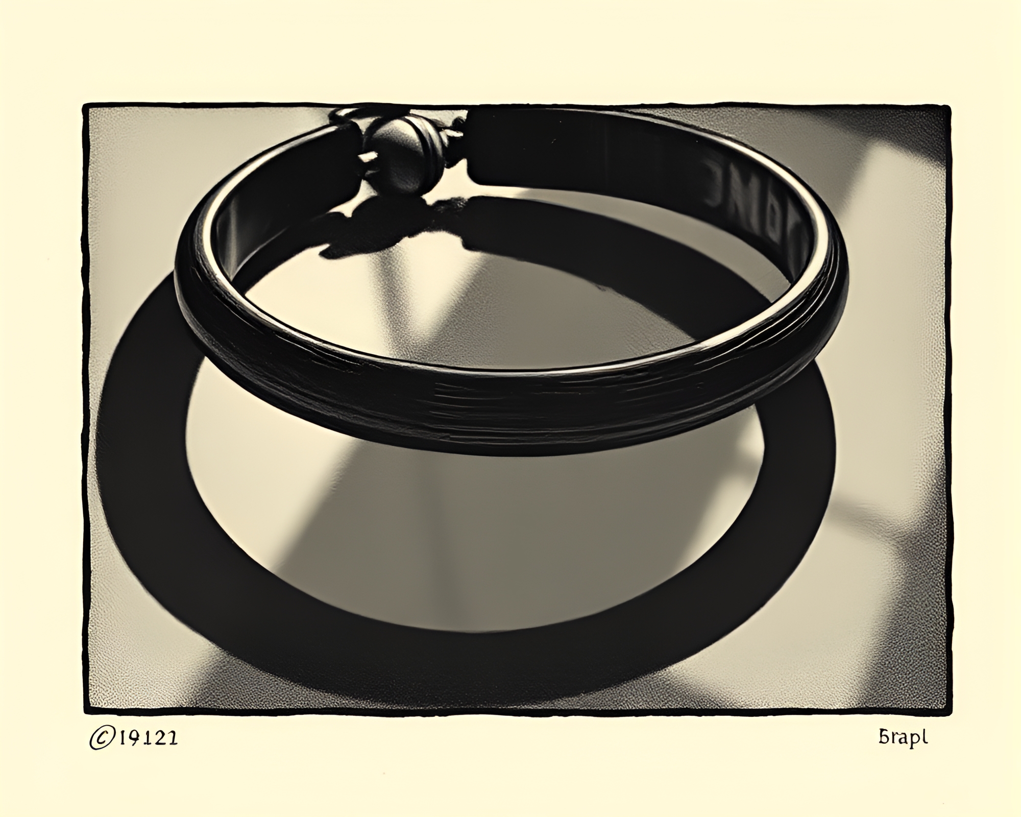 Fantastical Woodblock Print Bracelet in Attic Shadows – free AI stock image