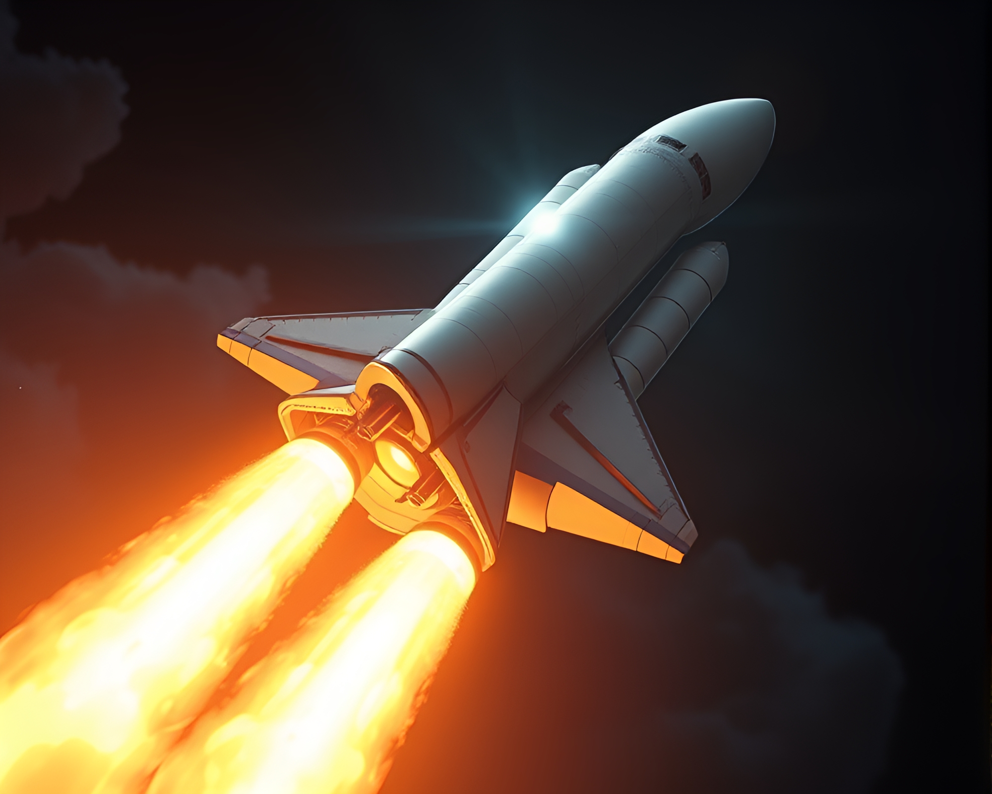 Space Shuttle Launch with Vibrant Lens Flare – free AI stock image