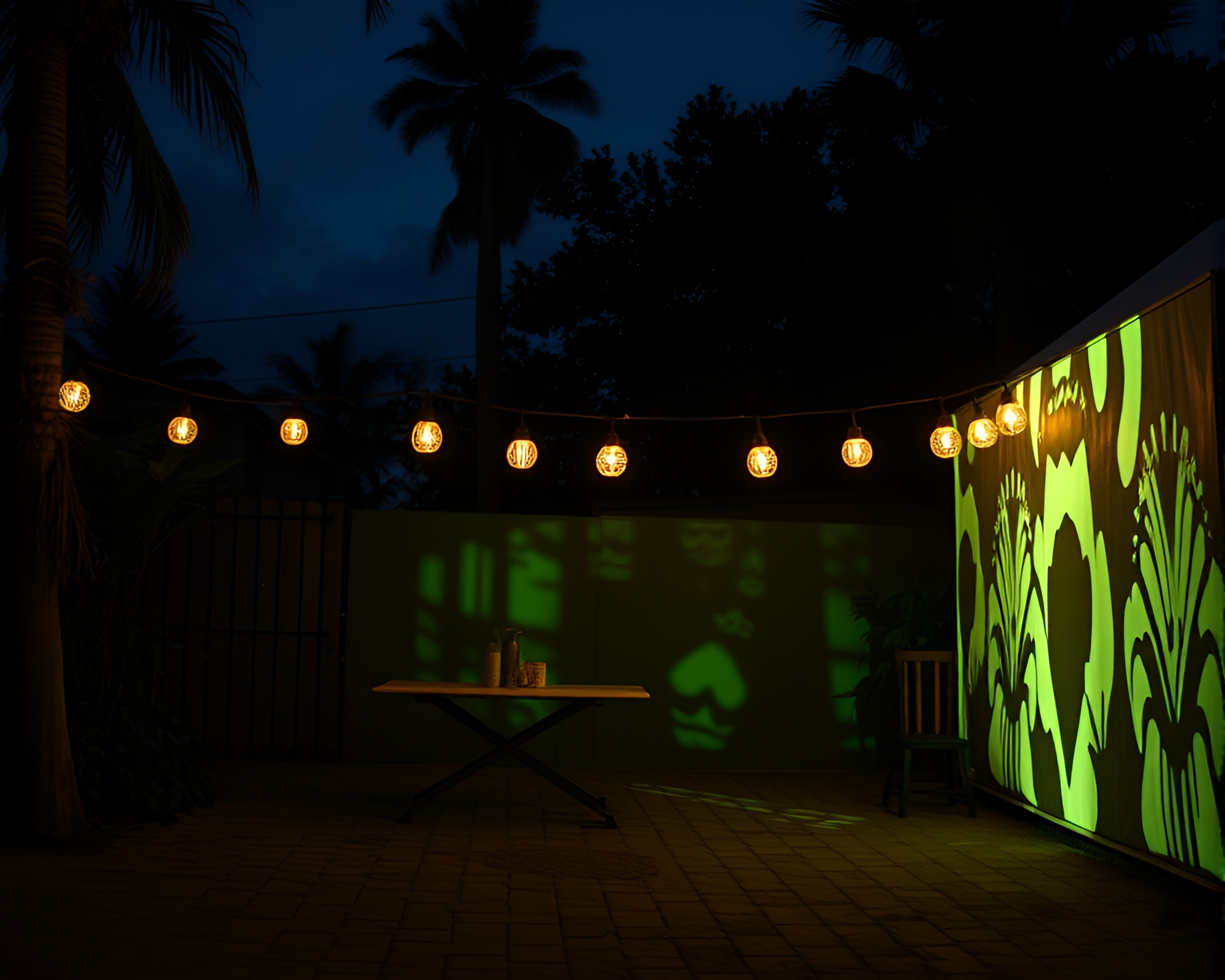 Candlelit Taco Stand with Stencil Shadows – free AI stock image
