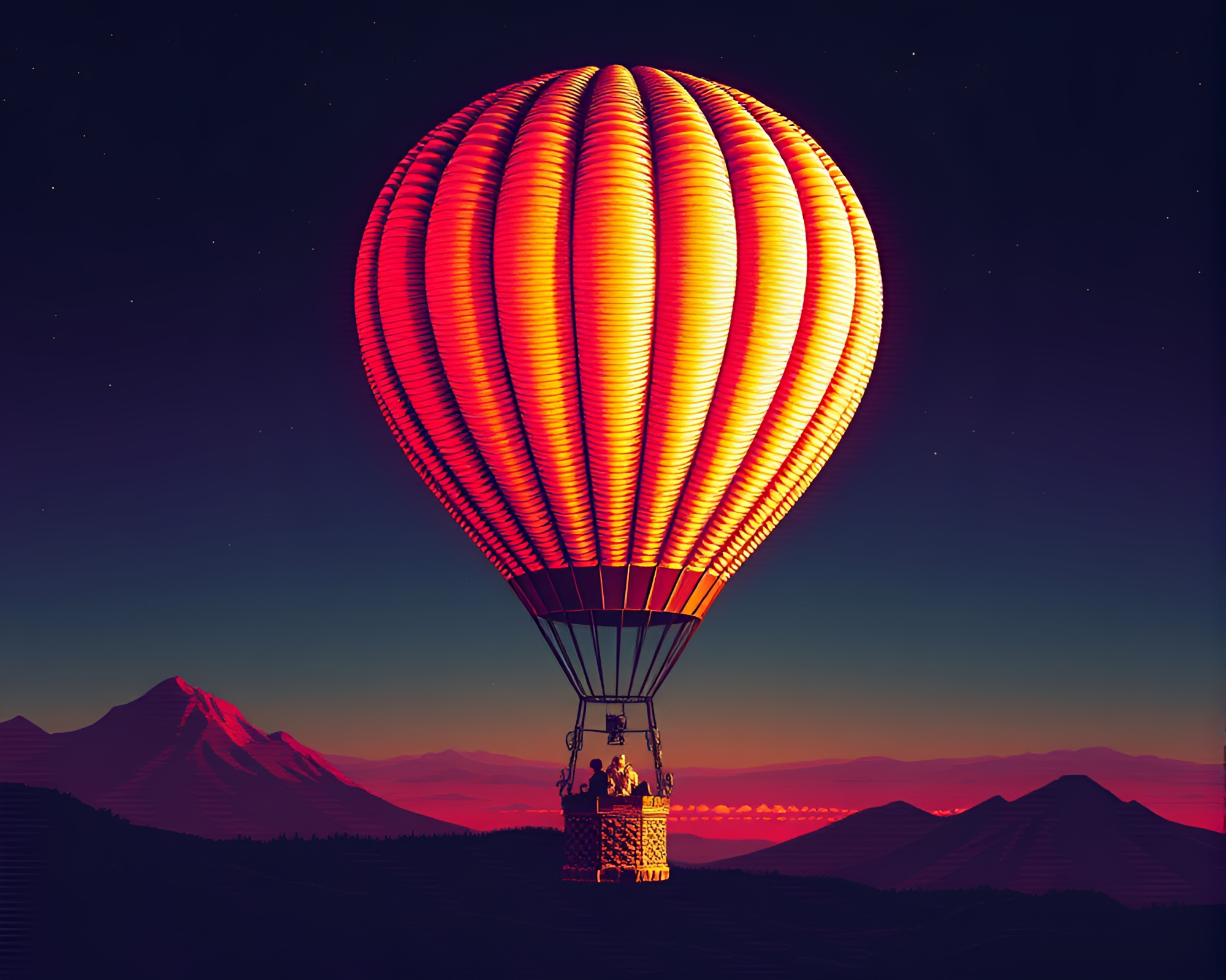 Retro Hot Air Balloon Hologram – free AI stock image