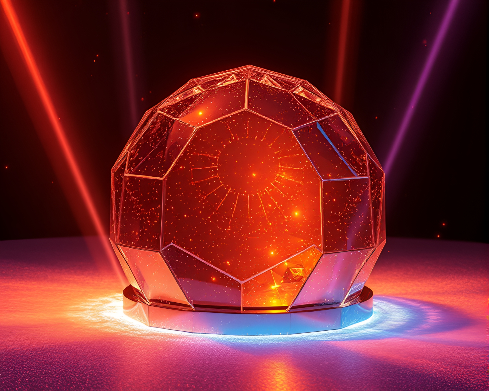 Futuristic Glass Igloo Glowing with Laser Beam Lights – free AI stock image