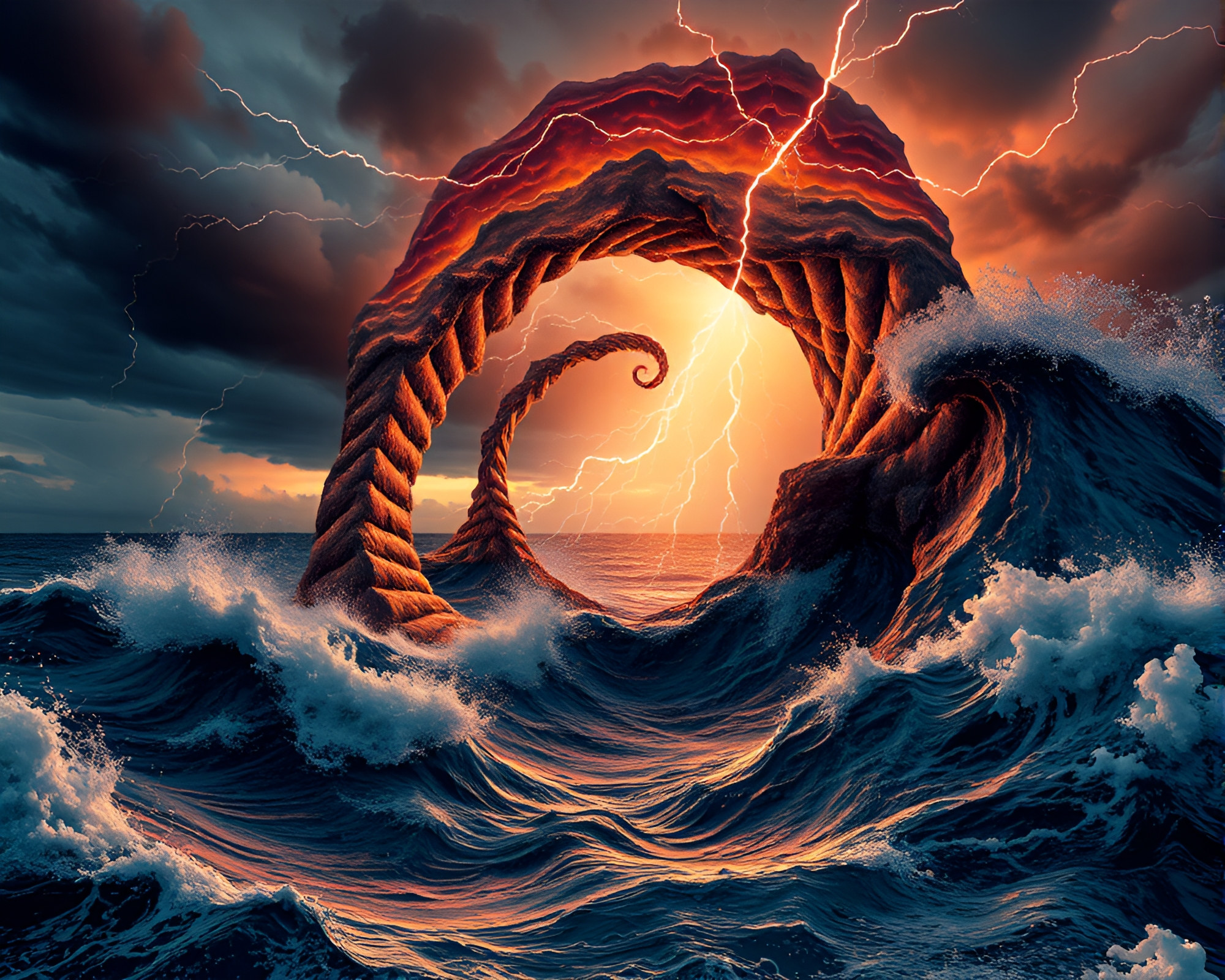 Fibonacci Spiral Thunderstorm – free AI stock image