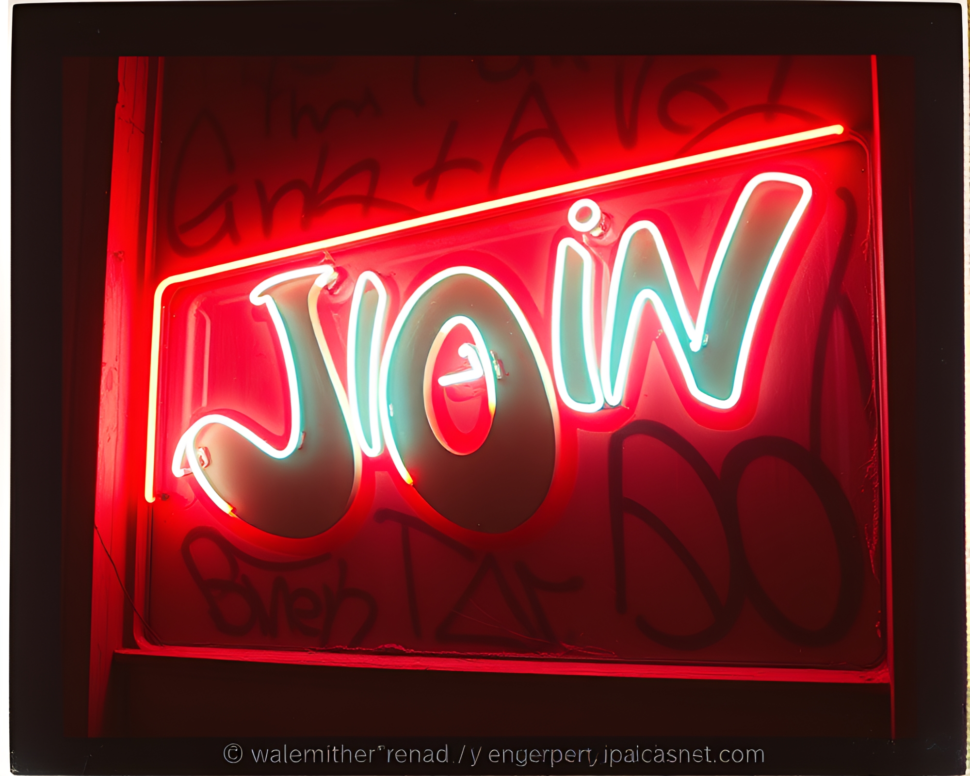 Dutch Angle Djinn: Neon Graffiti Polaroid Fantasy – free AI stock image