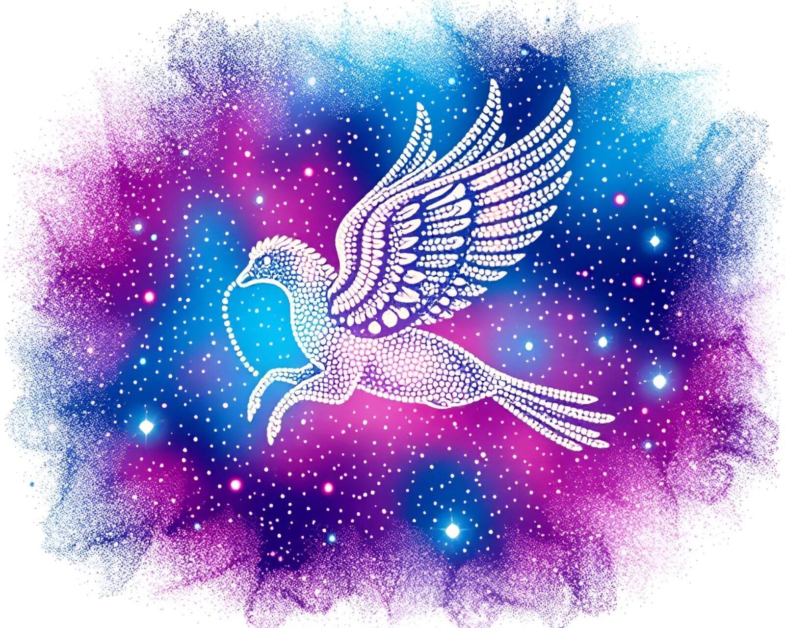 Ethereal Pegasus creation in mesmerizing pointillist art style