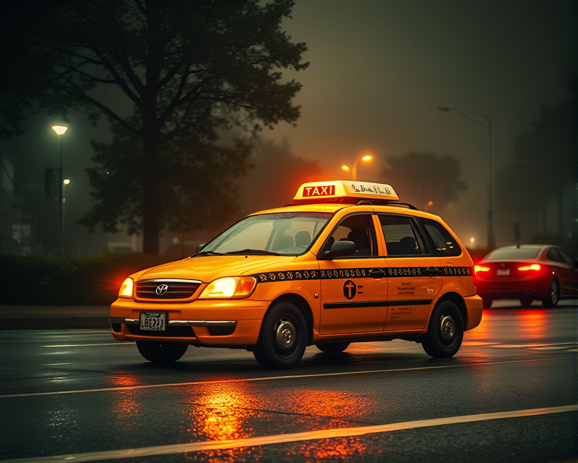Futuristic Hover Taxi in Desaturated Cityscape – free AI stock image