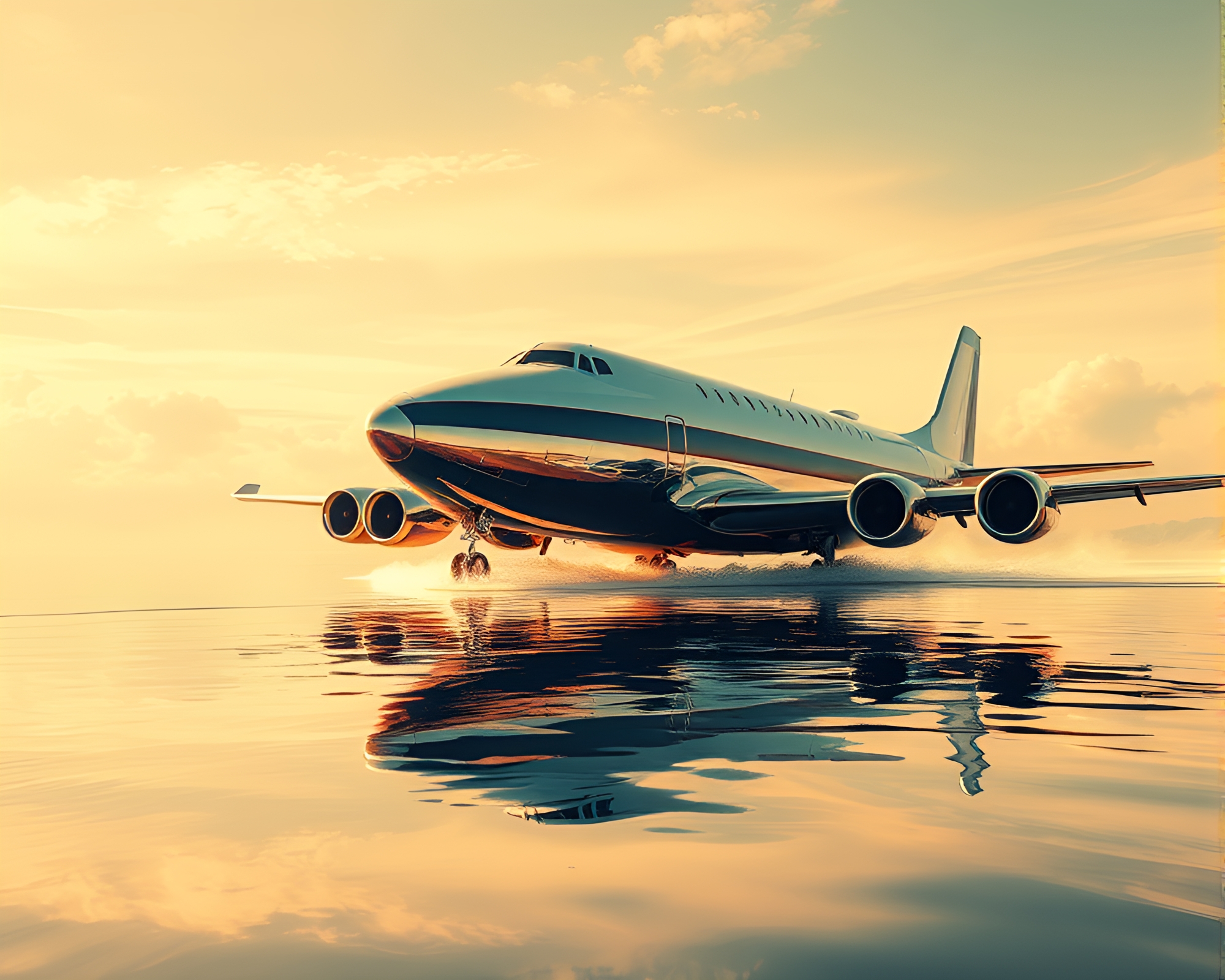 Chrome Reflection: Sea Plane Pop Art Dream – free AI stock image