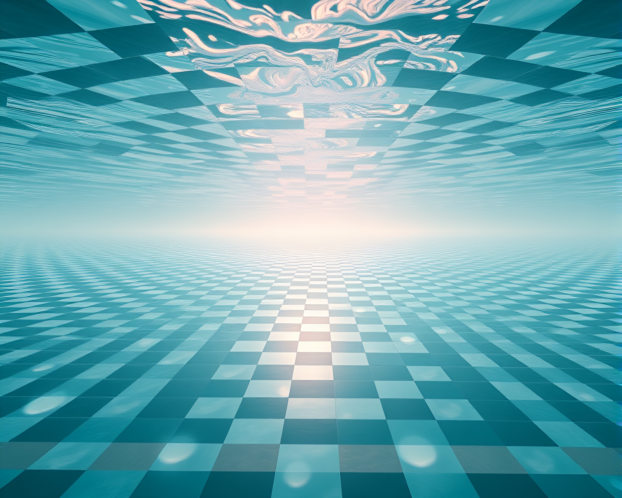 Checkered Underwater Dome: Pastel Hyper-Realism – free AI stock image