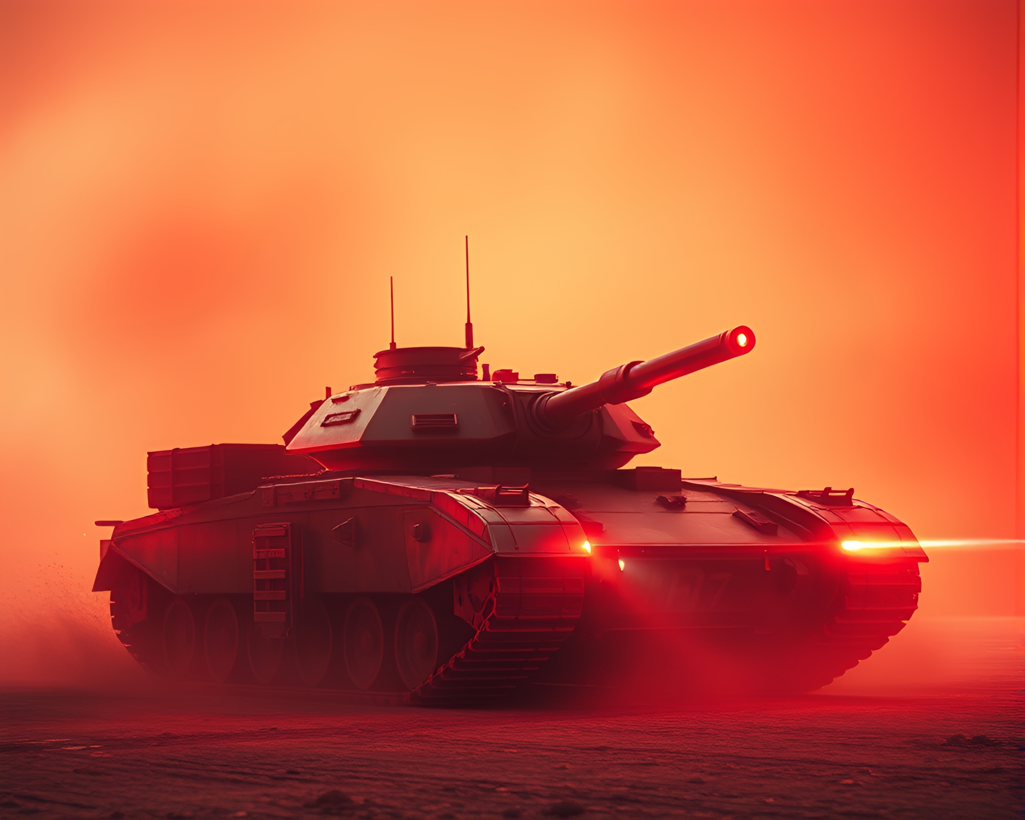 Armored Tank in Retro Flare Light – free AI stock image