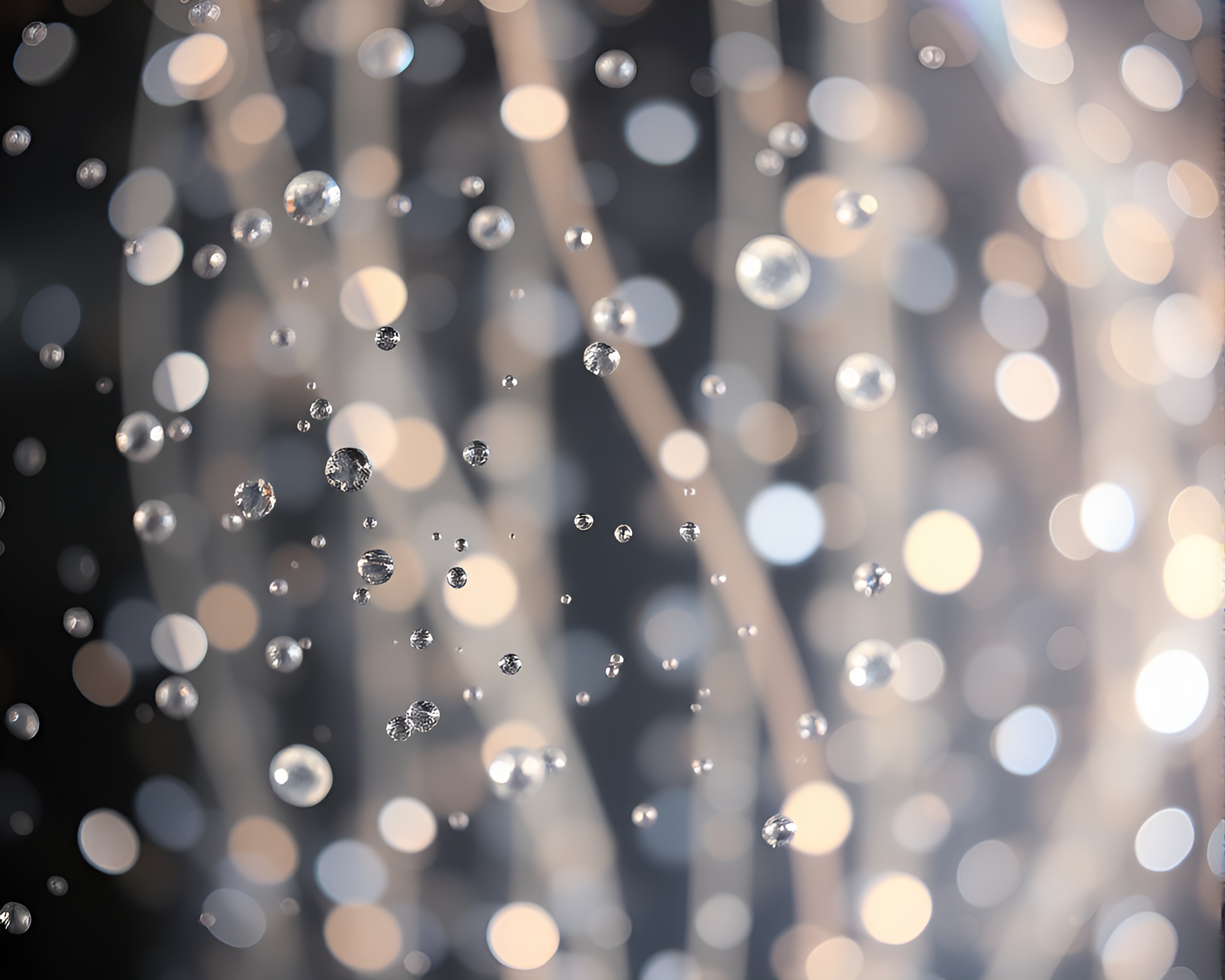 Fractal Water Beads with Light Streaks Cinemagraph – free AI stock image