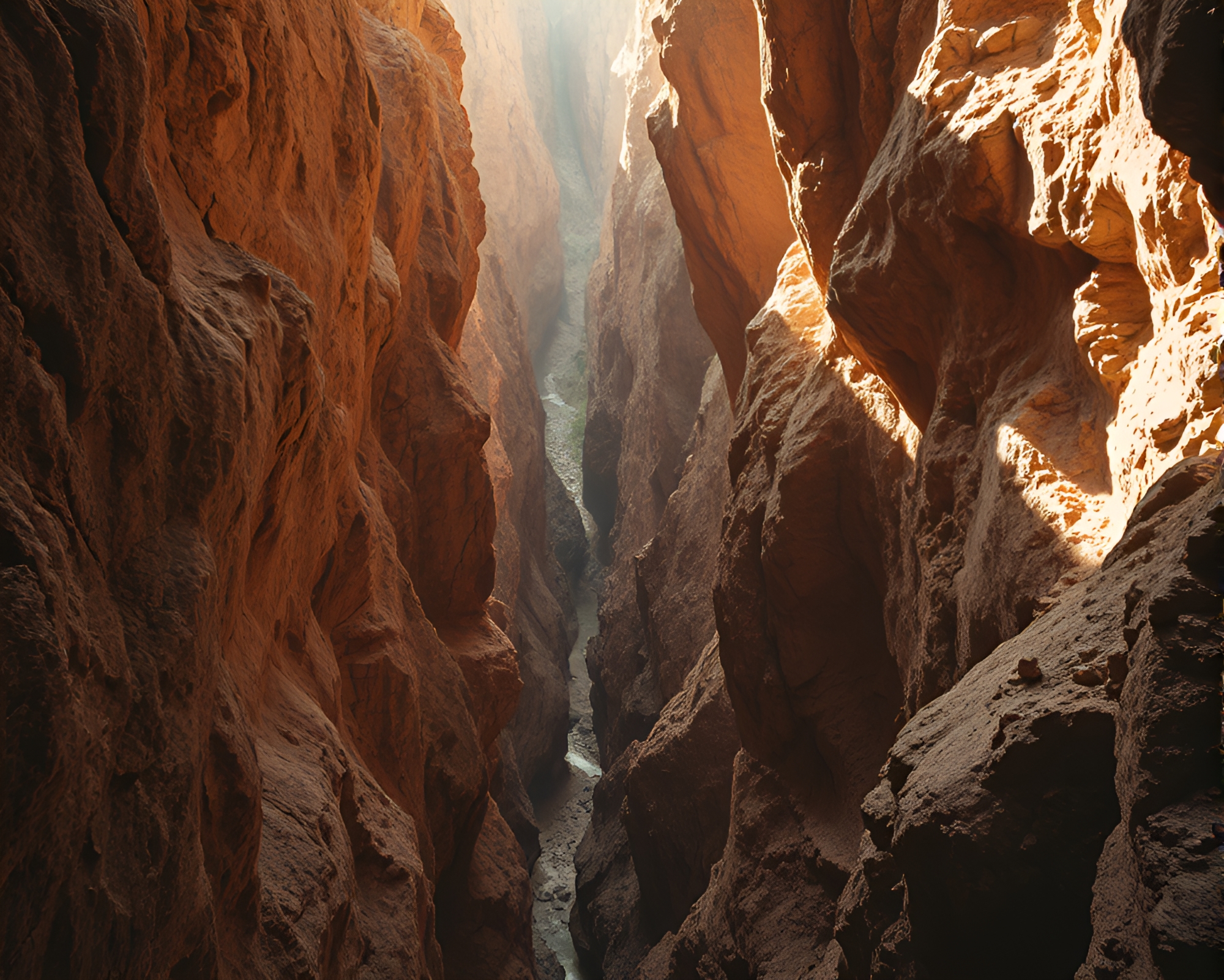 Ethereal Cavern Shadows: A Grayscale Canyon Passage – free AI stock image