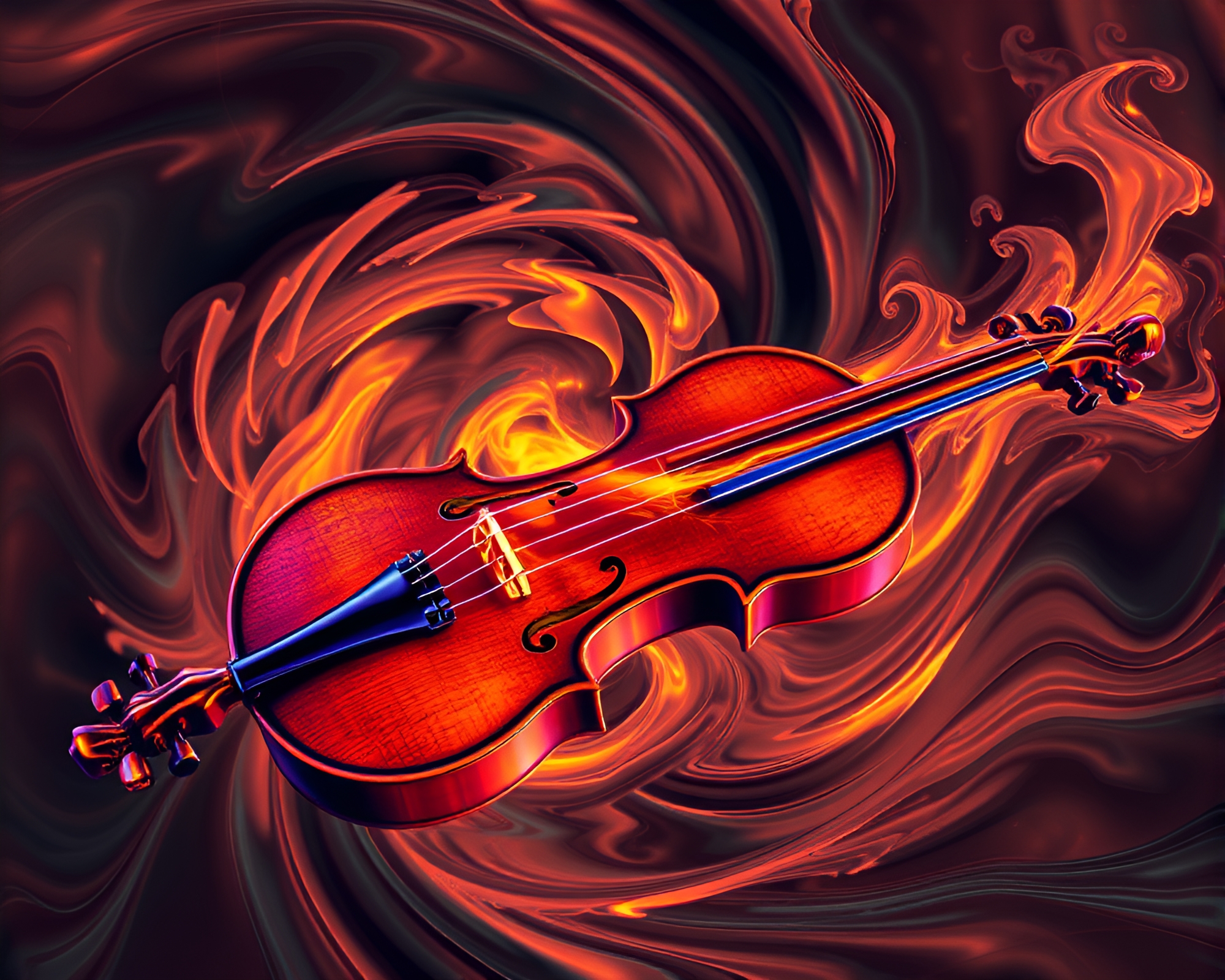 Ethereal Violinist in Swirling Metallic Vortex – free AI stock image