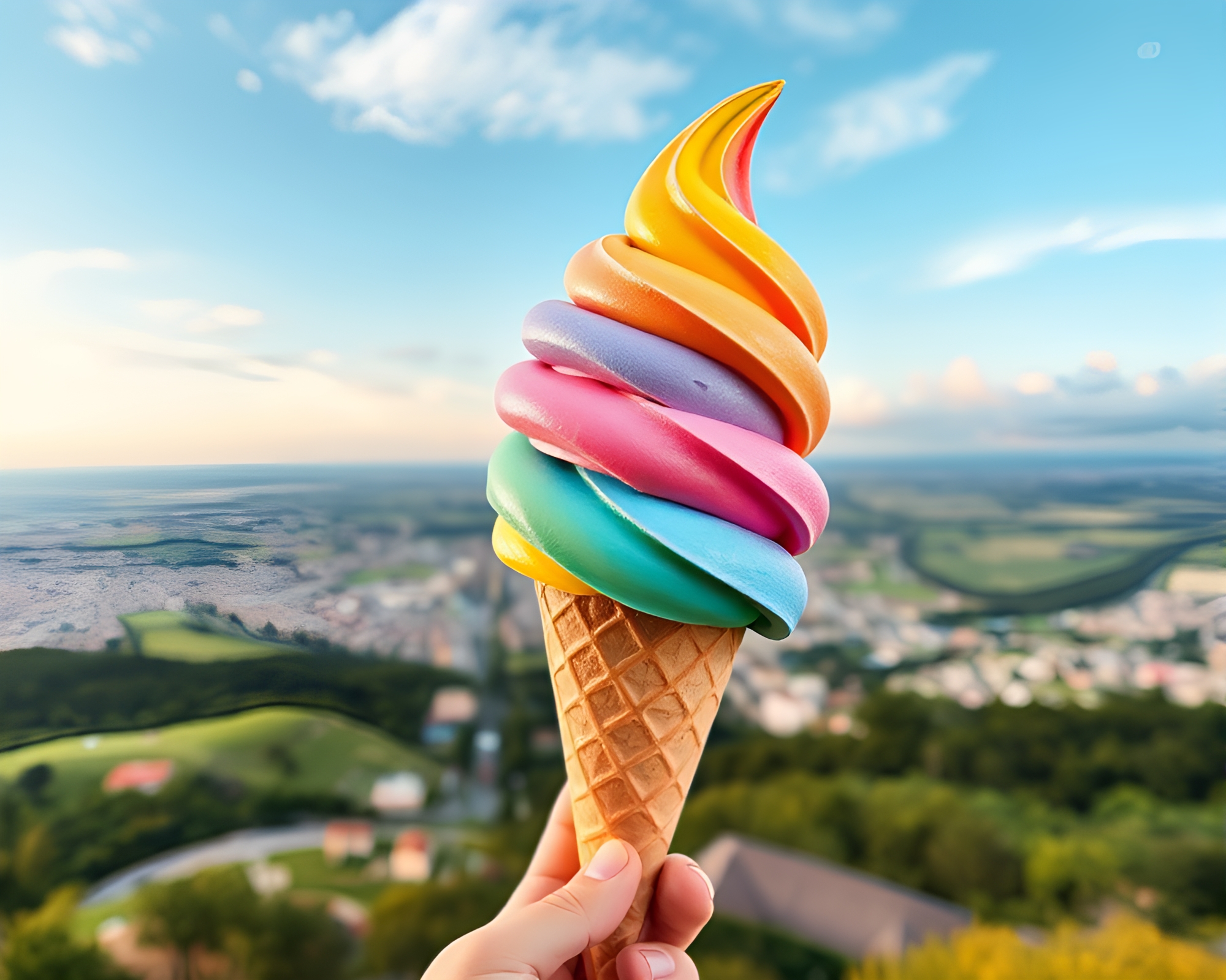 Rainbow Gelato Collage: Panoramic Sweetness – free AI stock image