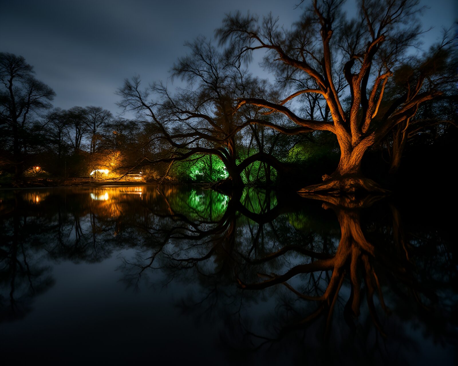 Long exposure image of haunted mirror reflecting savannah golds