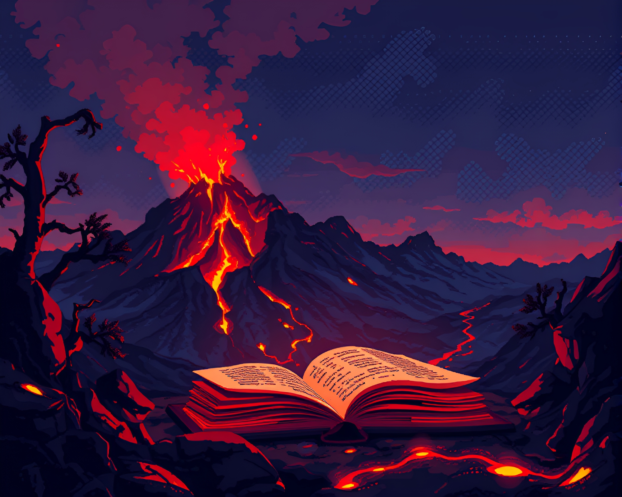 Enchanted Book in Volcano Glow – free AI stock image