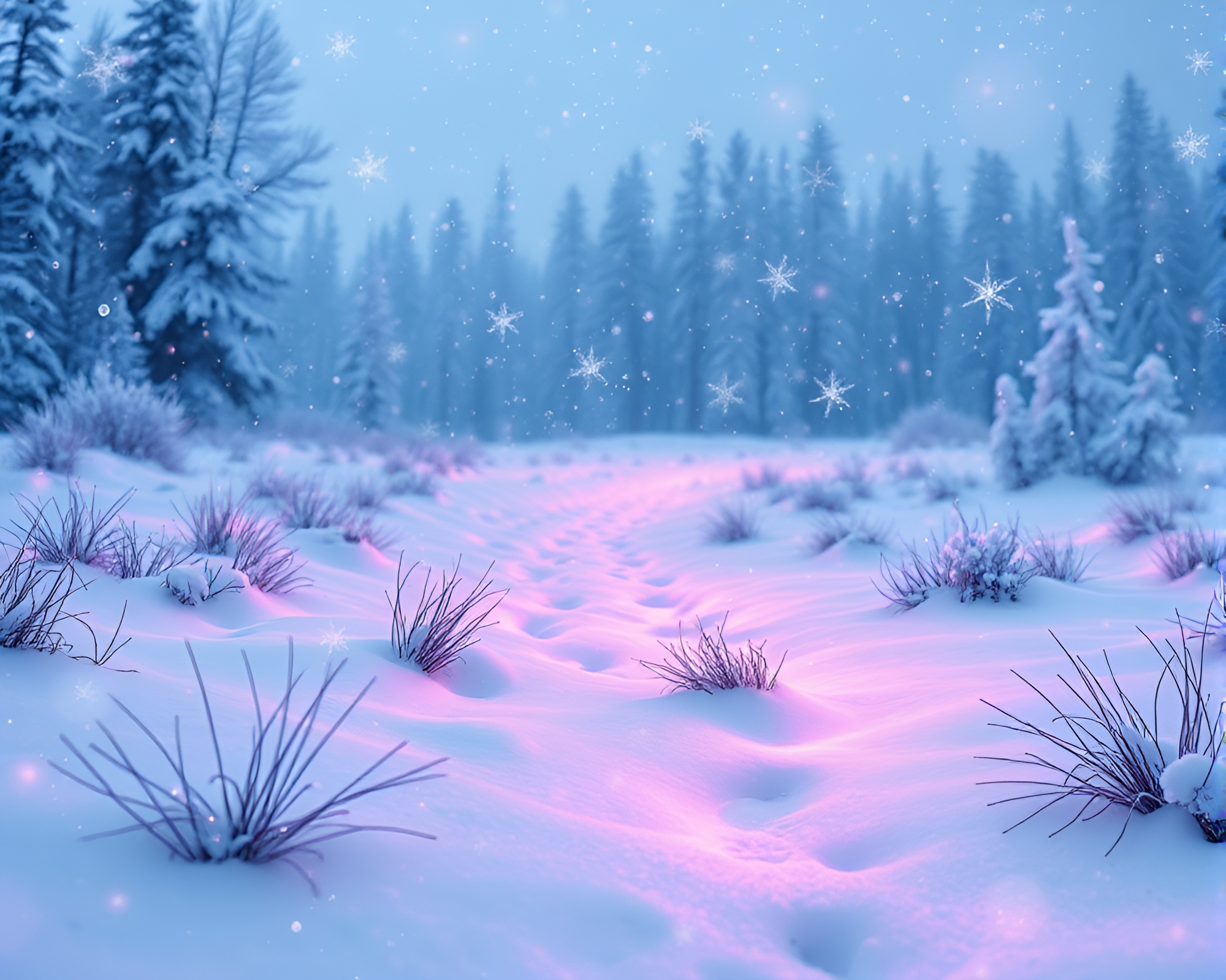 Neon Snowflakes Dance in Northern Tundra – free AI stock image