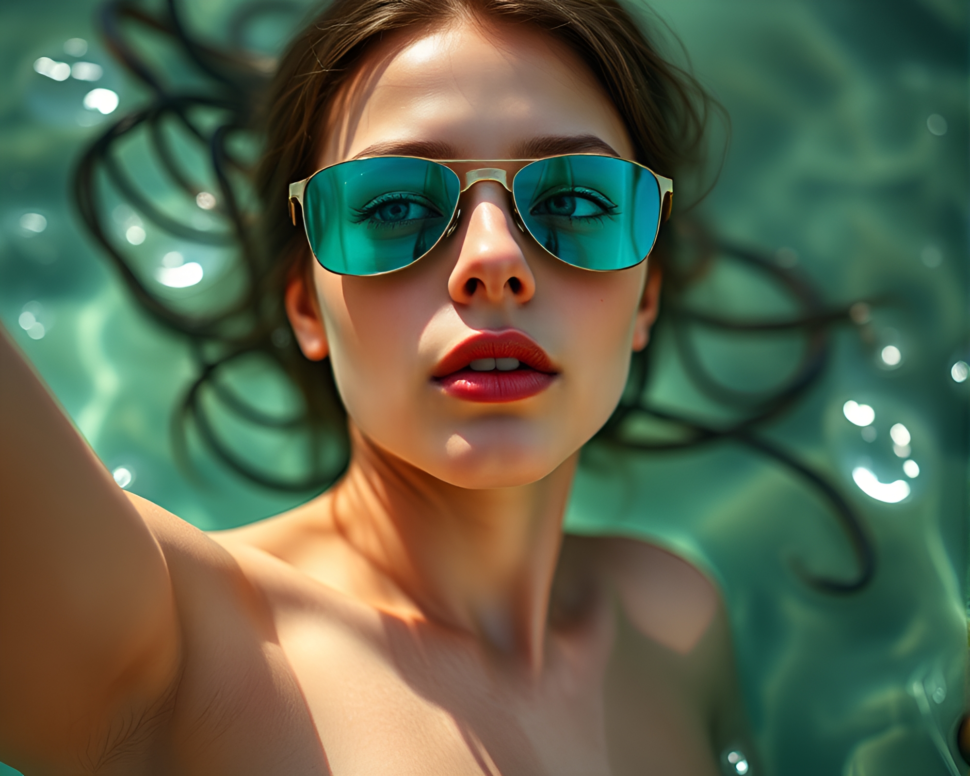 Enchanting Nymph in Turquoise Serenity – free AI stock image