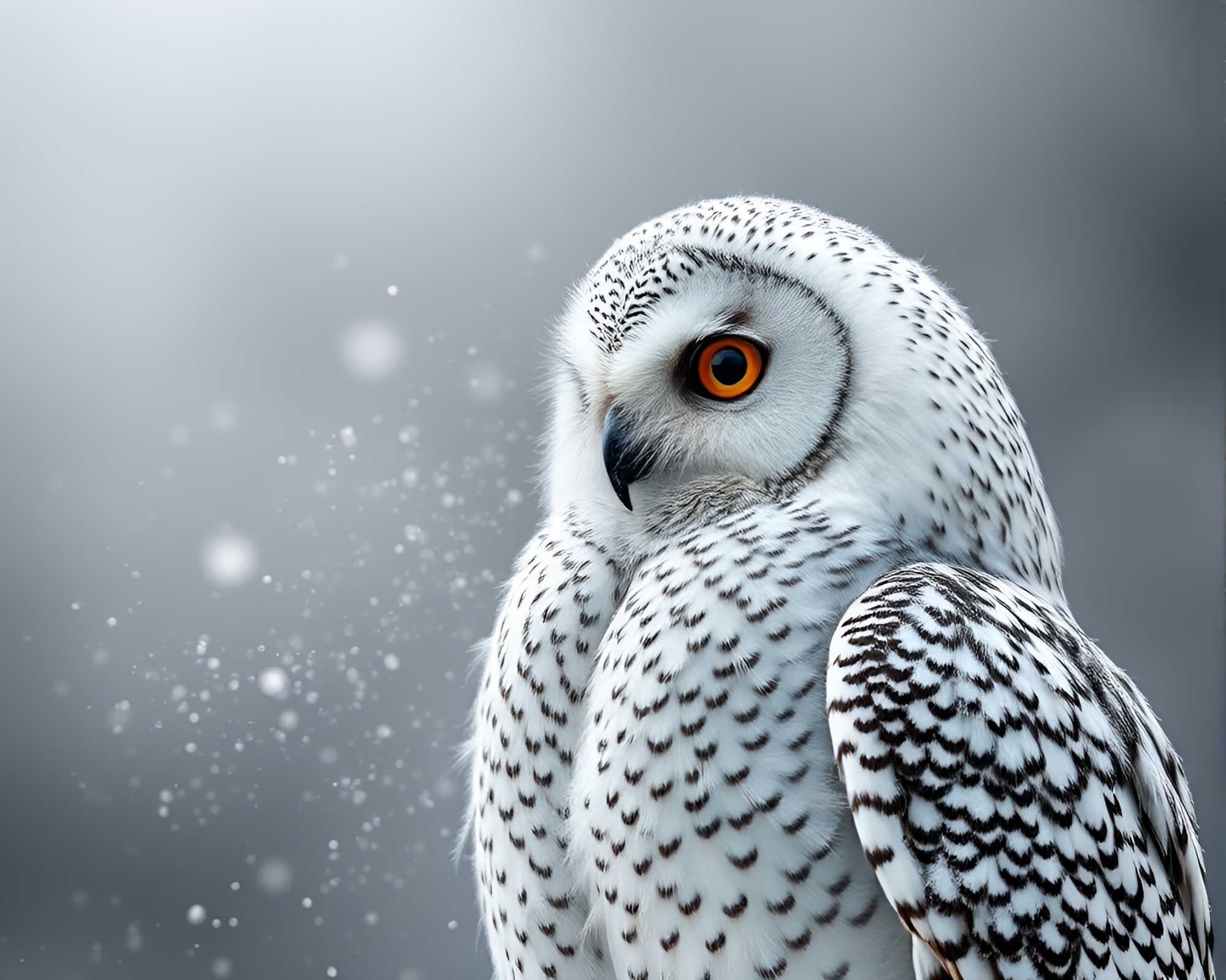 Feather Dusting Snowy Owl: Matte Hatching Illustration – free AI stock image