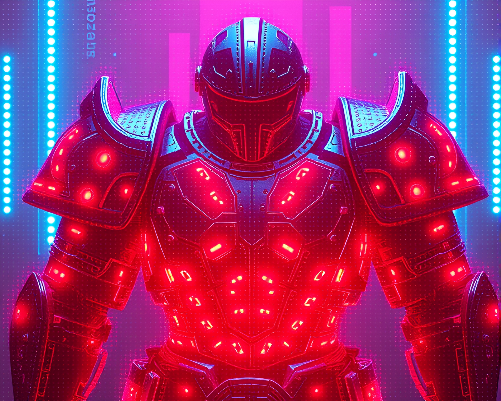 Vaporwave Armor LED Pixel Ballet – free AI stock image
