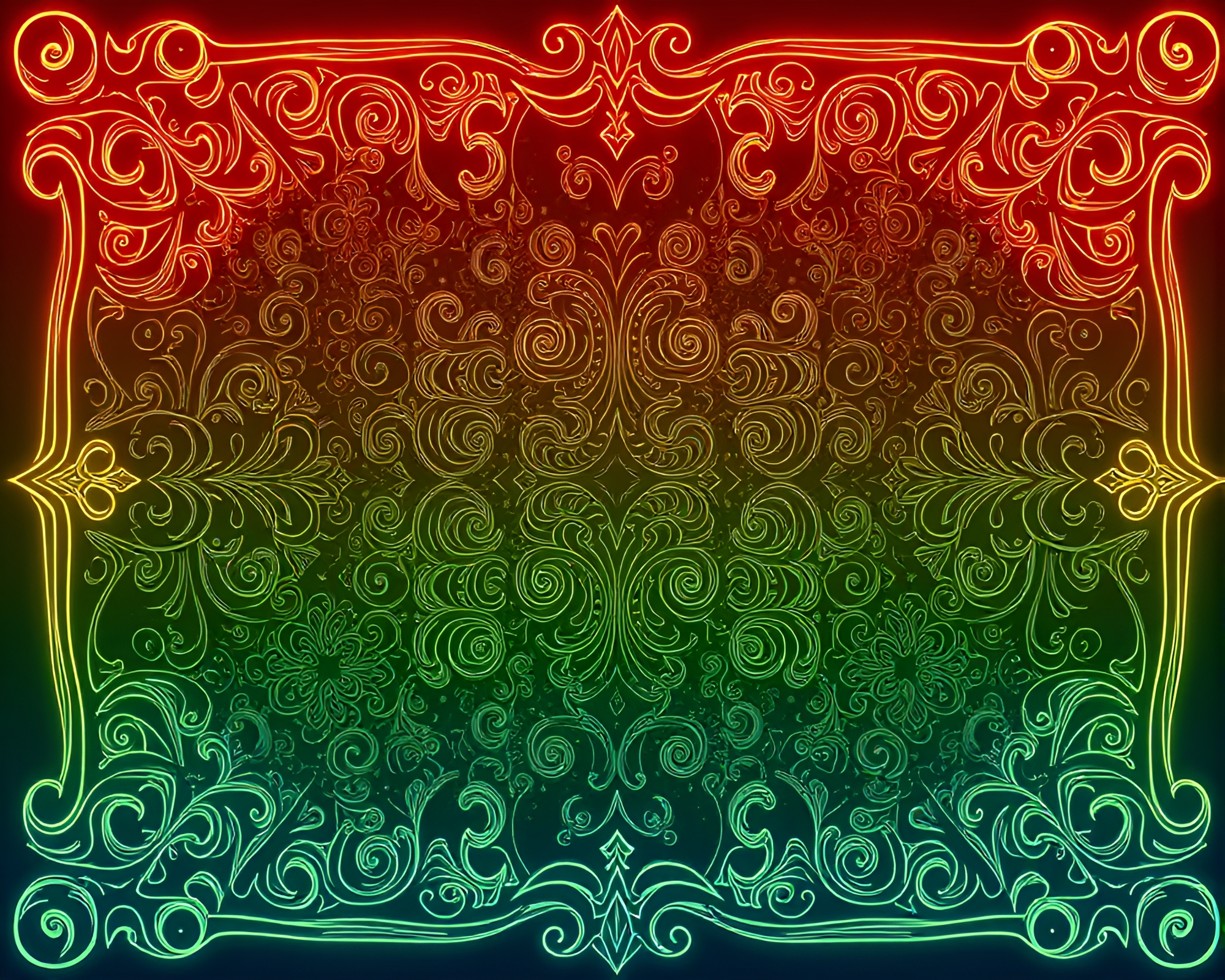 Intricate Ancient Scroll Unveiled in Neon Mystery – free AI stock image