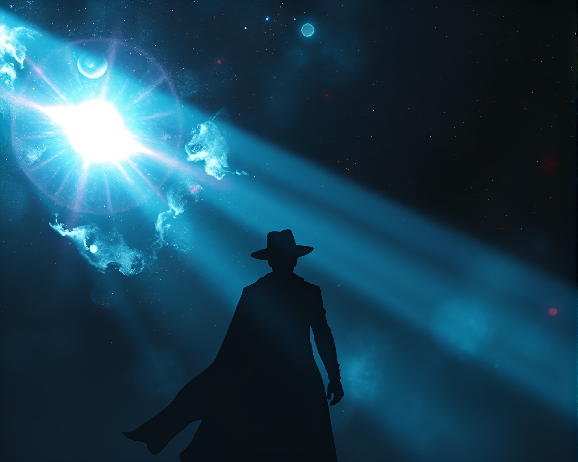 Steampunk Cosmic Horror Shadow Silhouette Illustration – free AI stock image