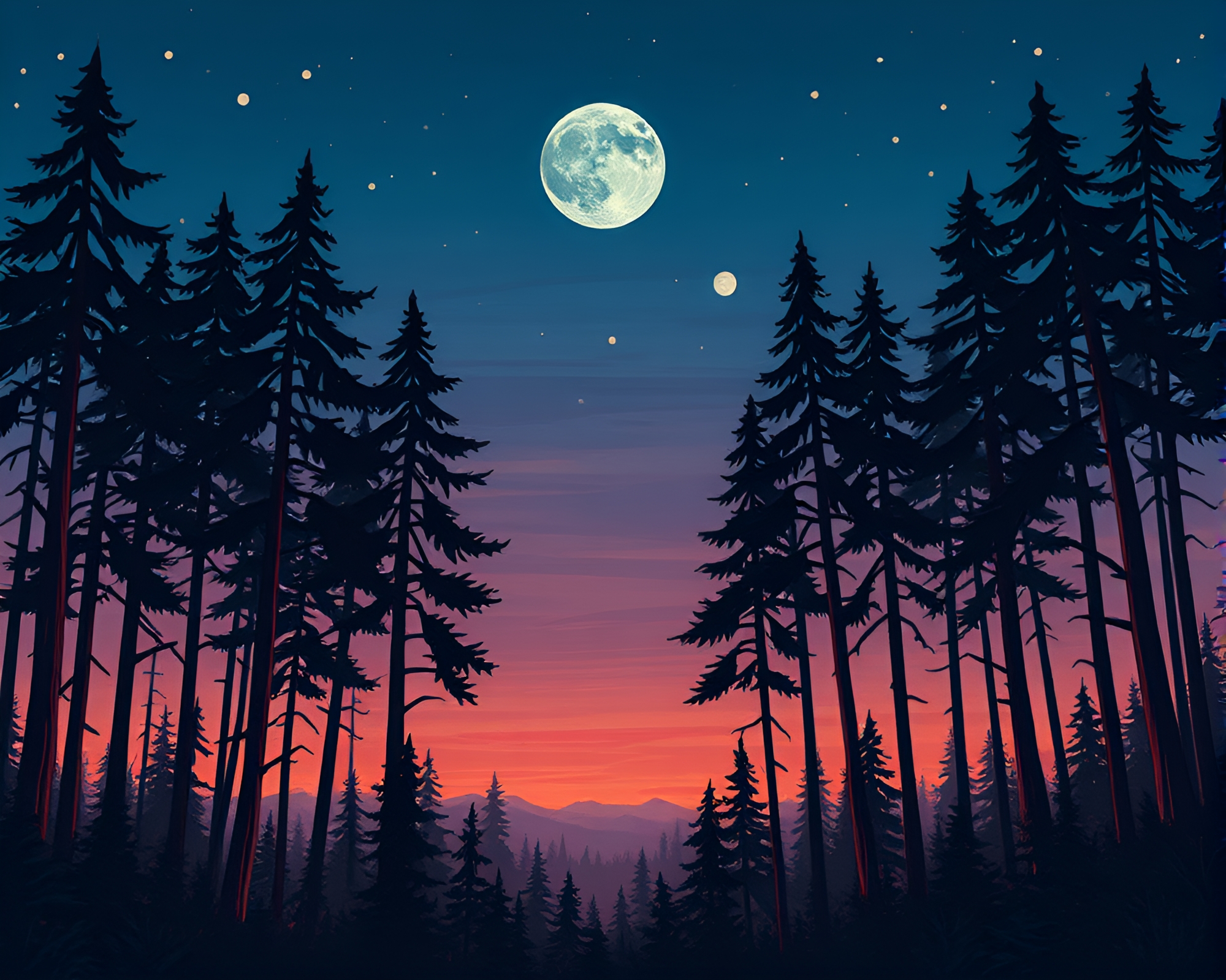 Enchanted Forest at Dusk with Torn Papers – free AI stock image