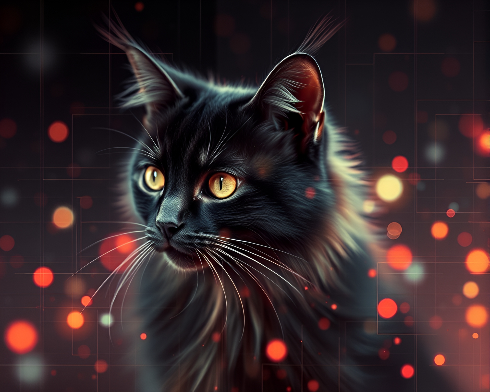 Schrodinger’s Cat in Kinetic Grid Art Dream – free AI stock image
