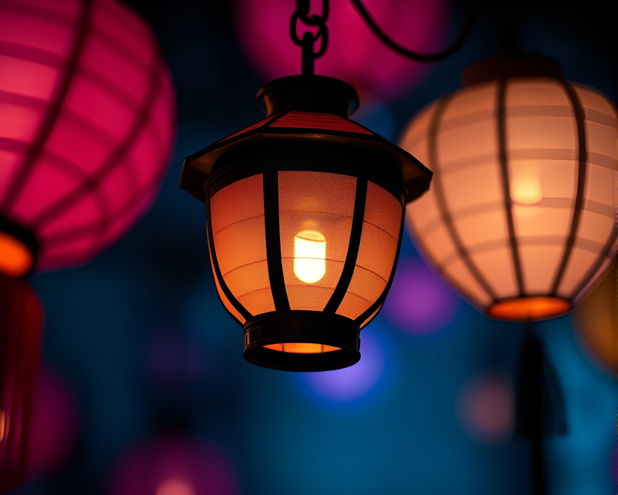 Enchanting Paper Lantern Macro Detail Matte Painting – free AI stock image