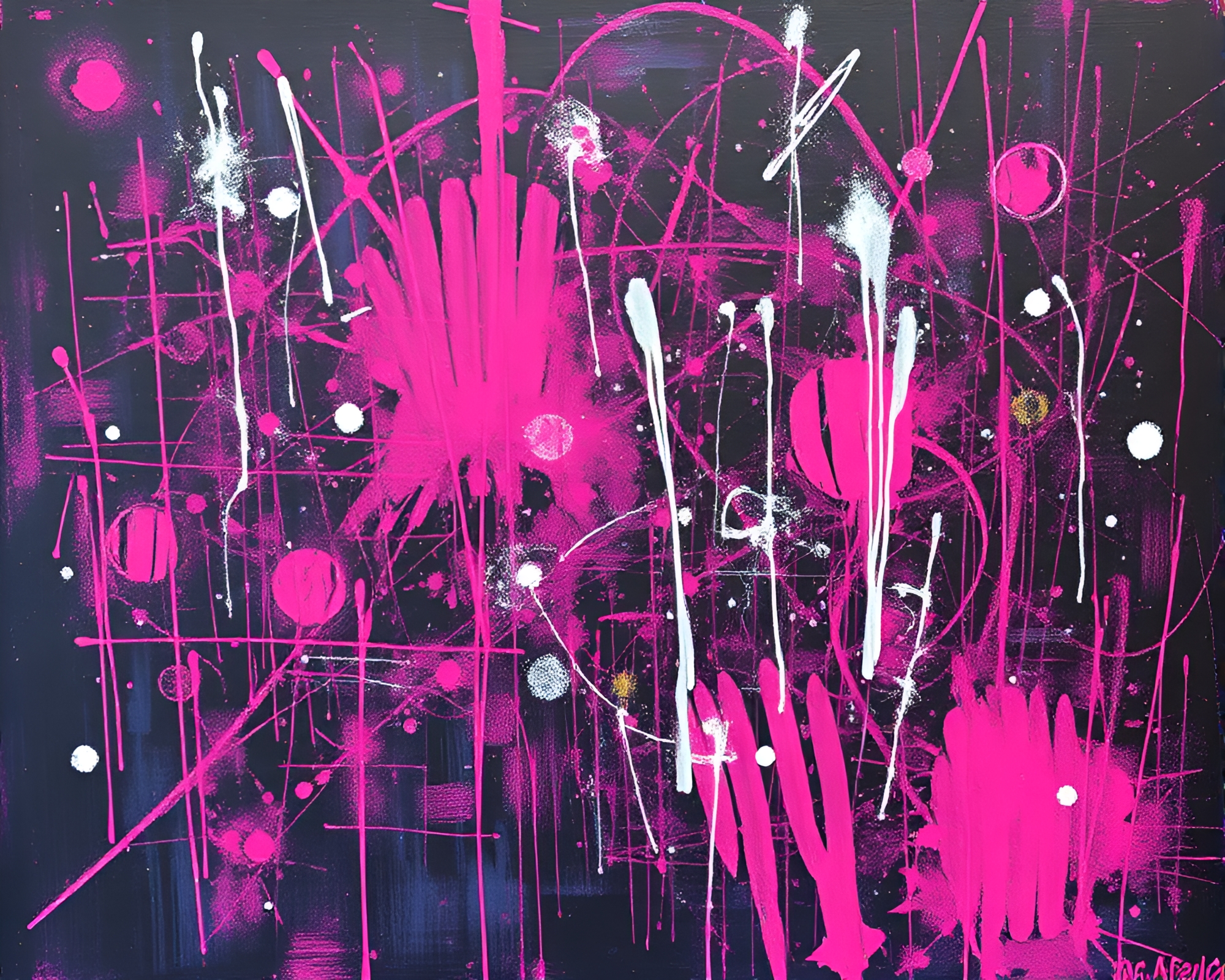 Algorithmic Art: Chalk Scrawls in Magenta Oil – free AI stock image