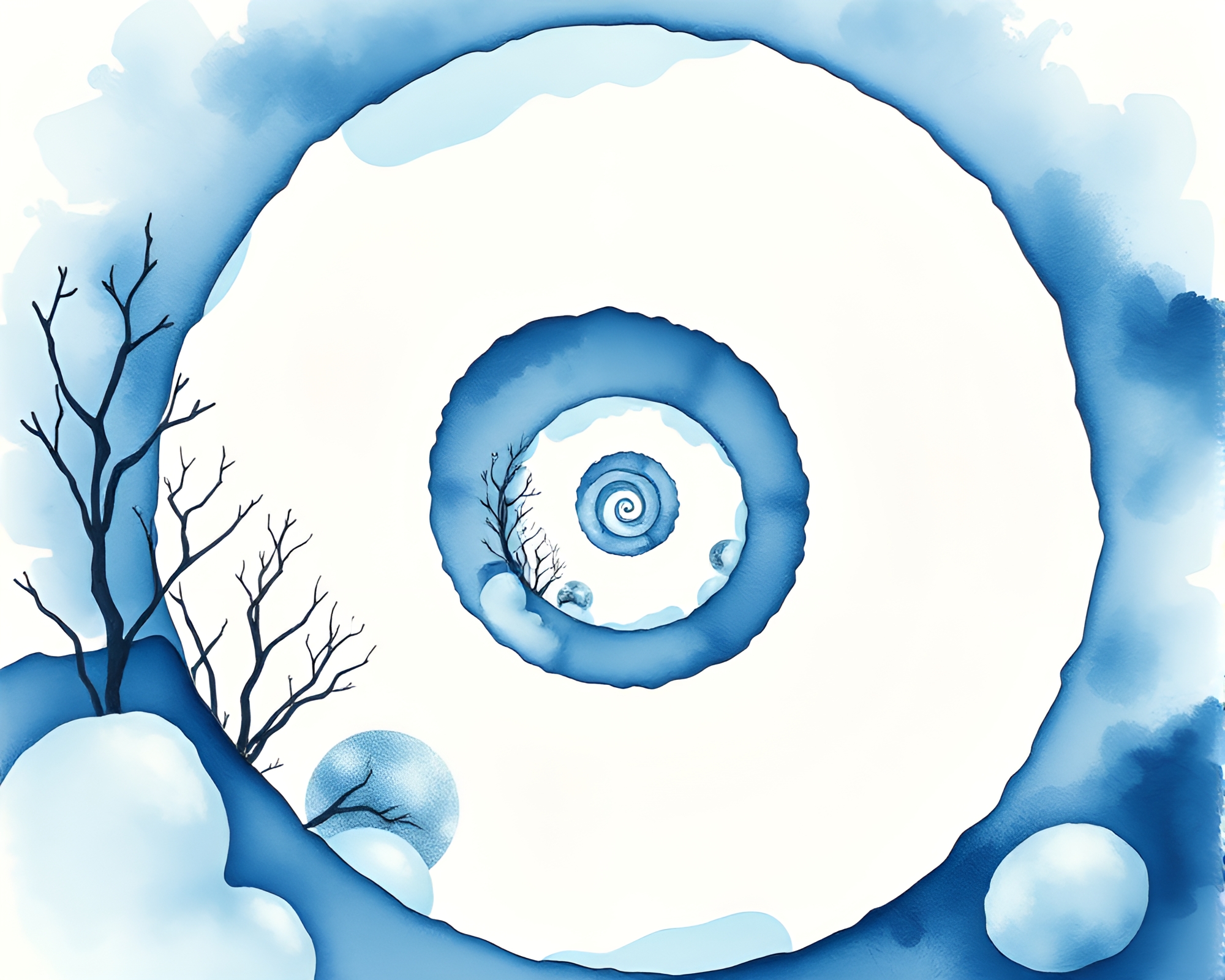 Serenity in Ice: Zen Garden Spiral Artwork – free AI stock image