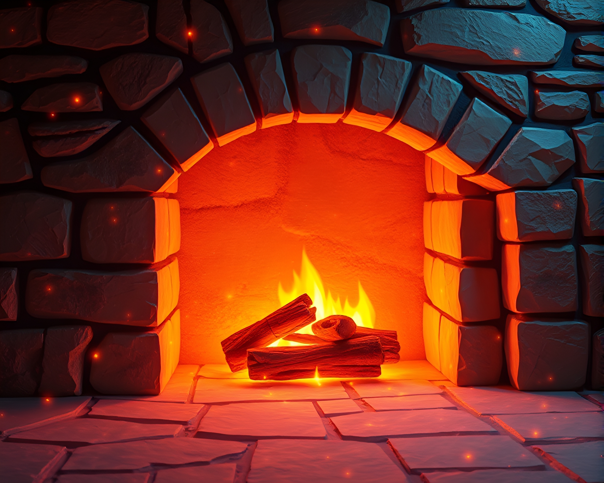 Glowing Rune Stone on Paper Textures by Fireplace – free AI stock image
