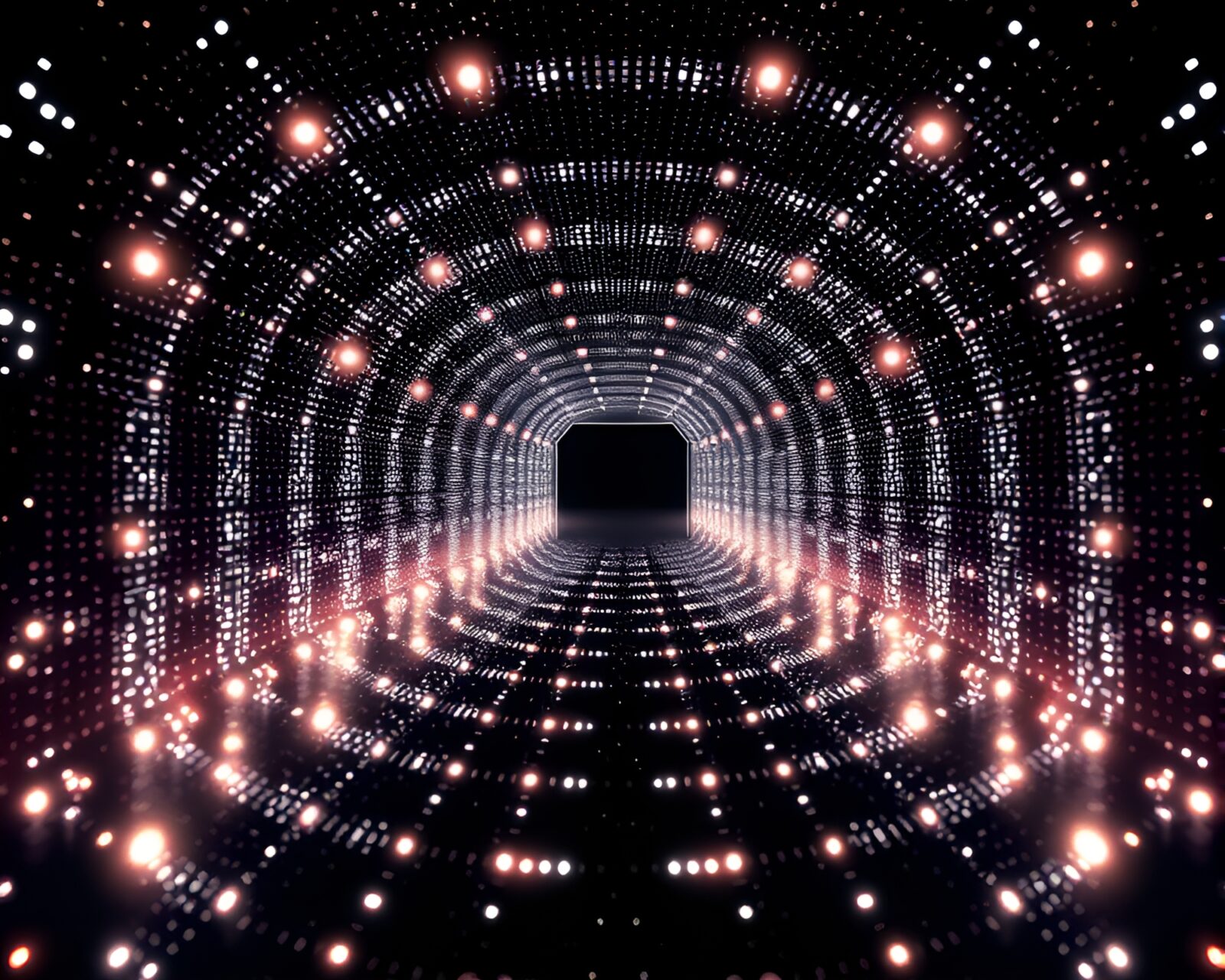 Abstract digital artwork of a glowing minimalist mirror maze