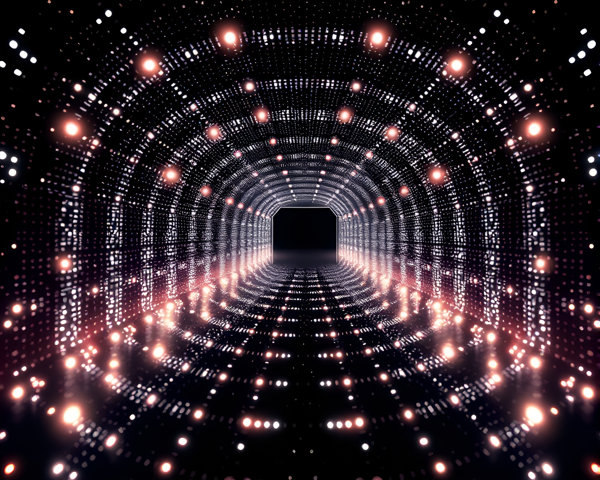 Fractal Glow: Minimalist Mirror Maze Stippling Design – free AI stock image