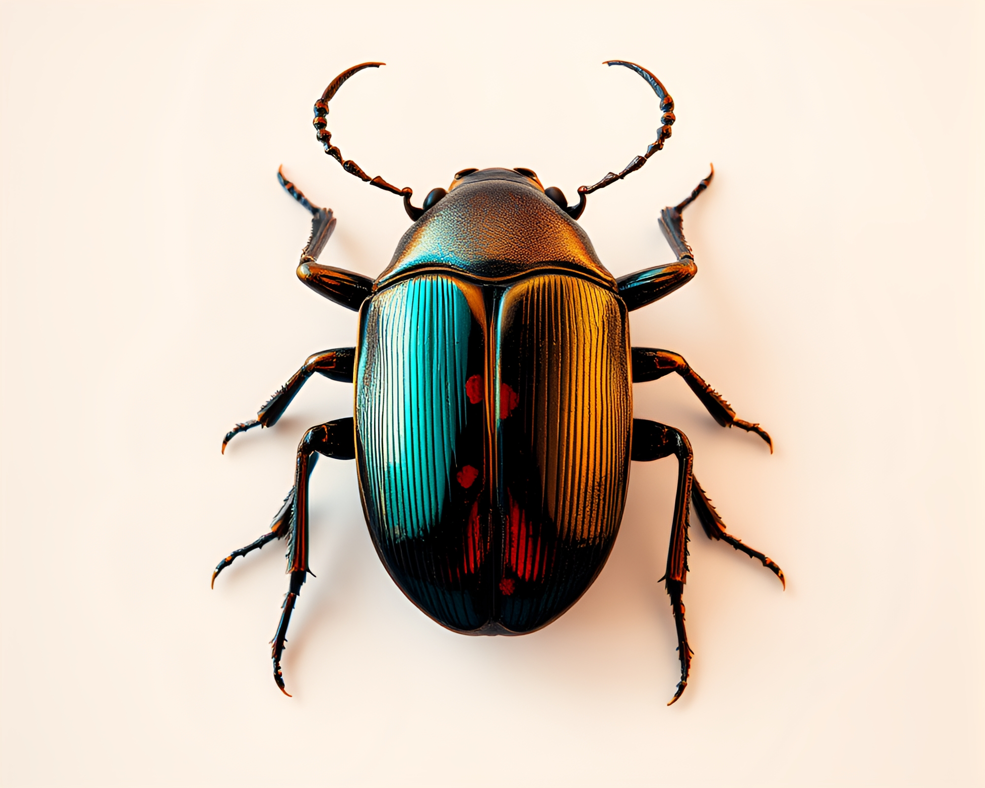 Bronze Beetle Double Exposure Flat Color Illustration – free AI stock image