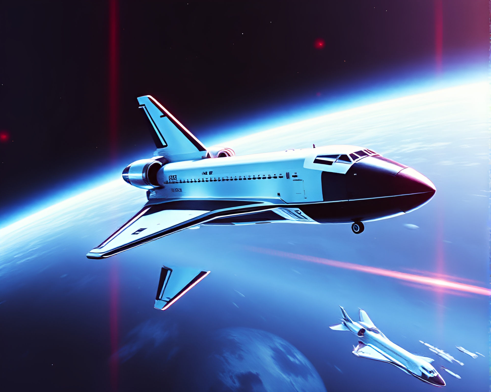 Space Shuttle Reflection in Fragmented Mirror Image – free AI stock image