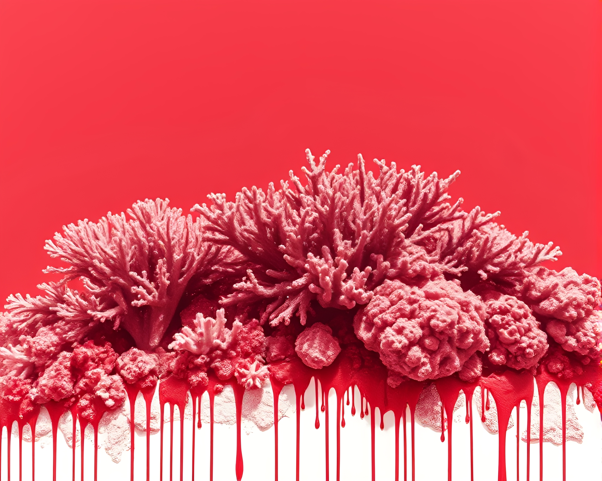 Coral Reef Double Exposure in Monochrome Red – free AI stock image