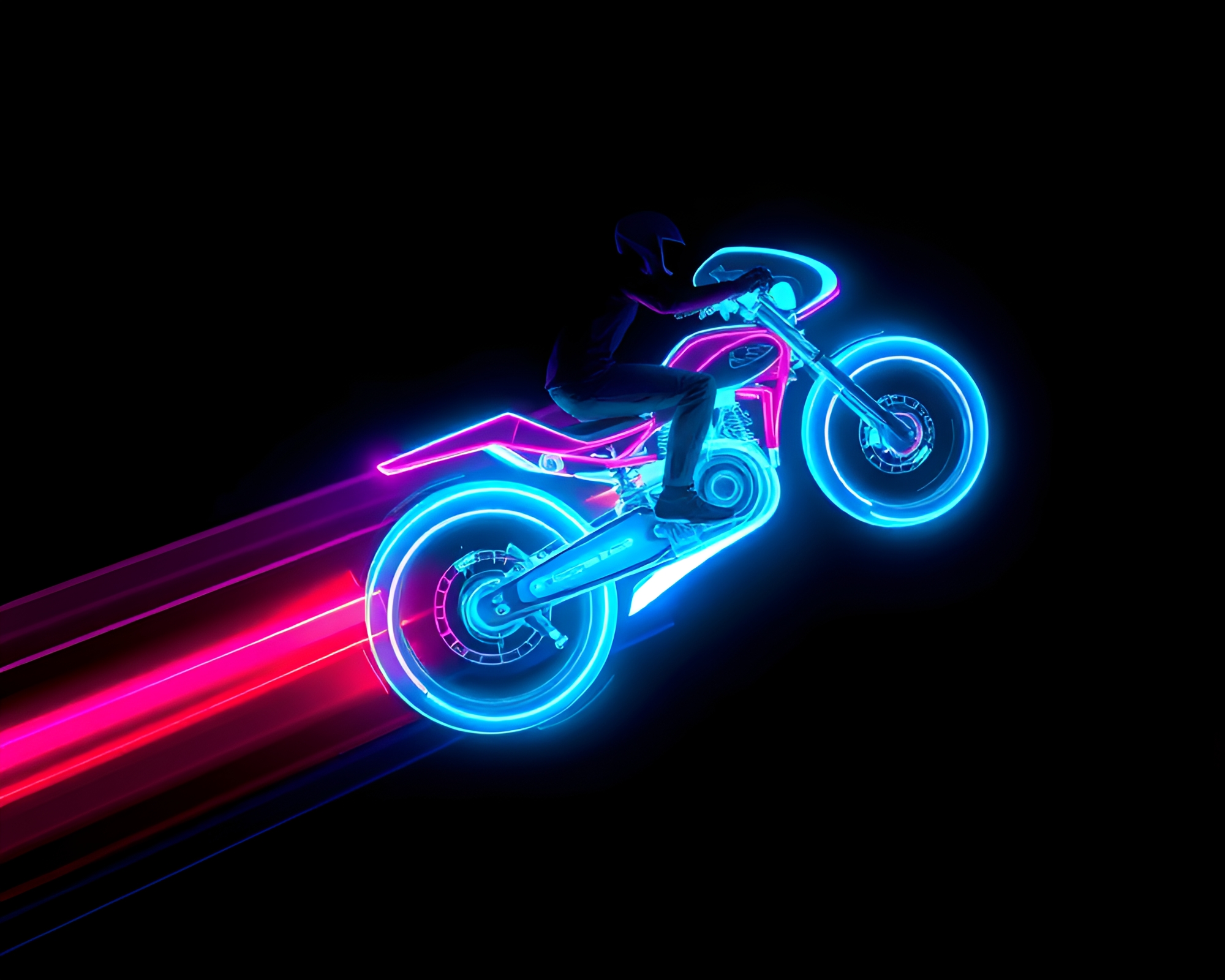 Neon Hoverbike Collage in Fiber Optics Fantasy – free AI stock image