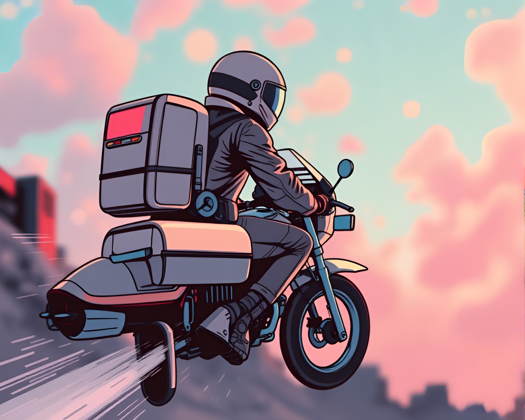 Jetpack Adventure in Soft Pastel Comic Style – free AI stock image