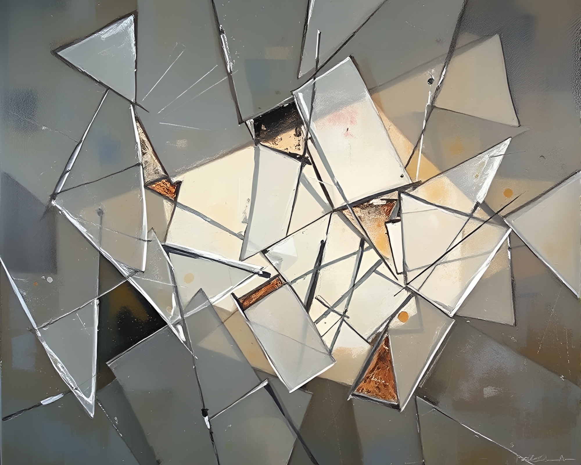 Shattered Glass Abstract Expressive Impressionist Painting – free AI stock image